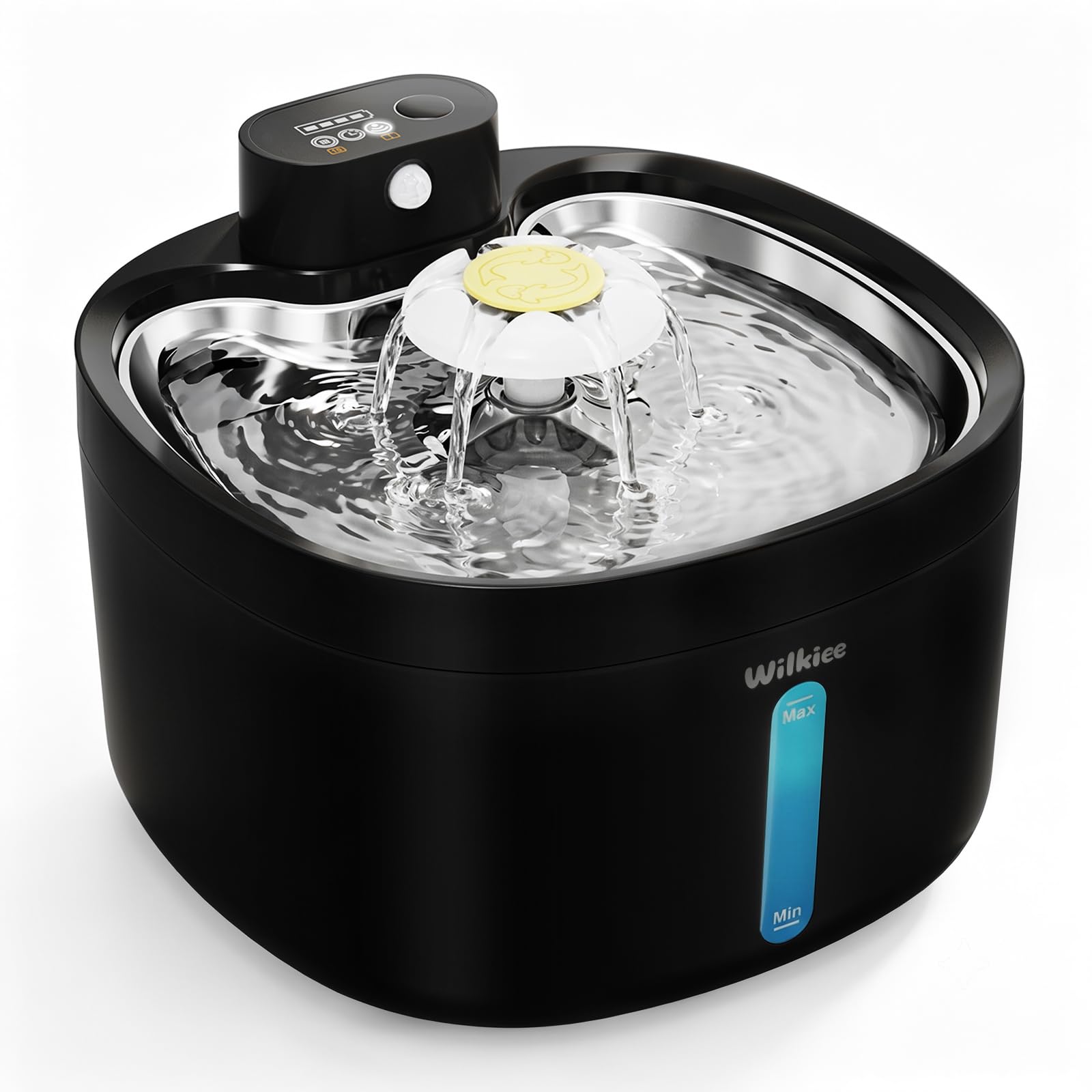 Wireless Cat Water Fountain For Drinking,2.8L,3 Filters,Pure black — image 1