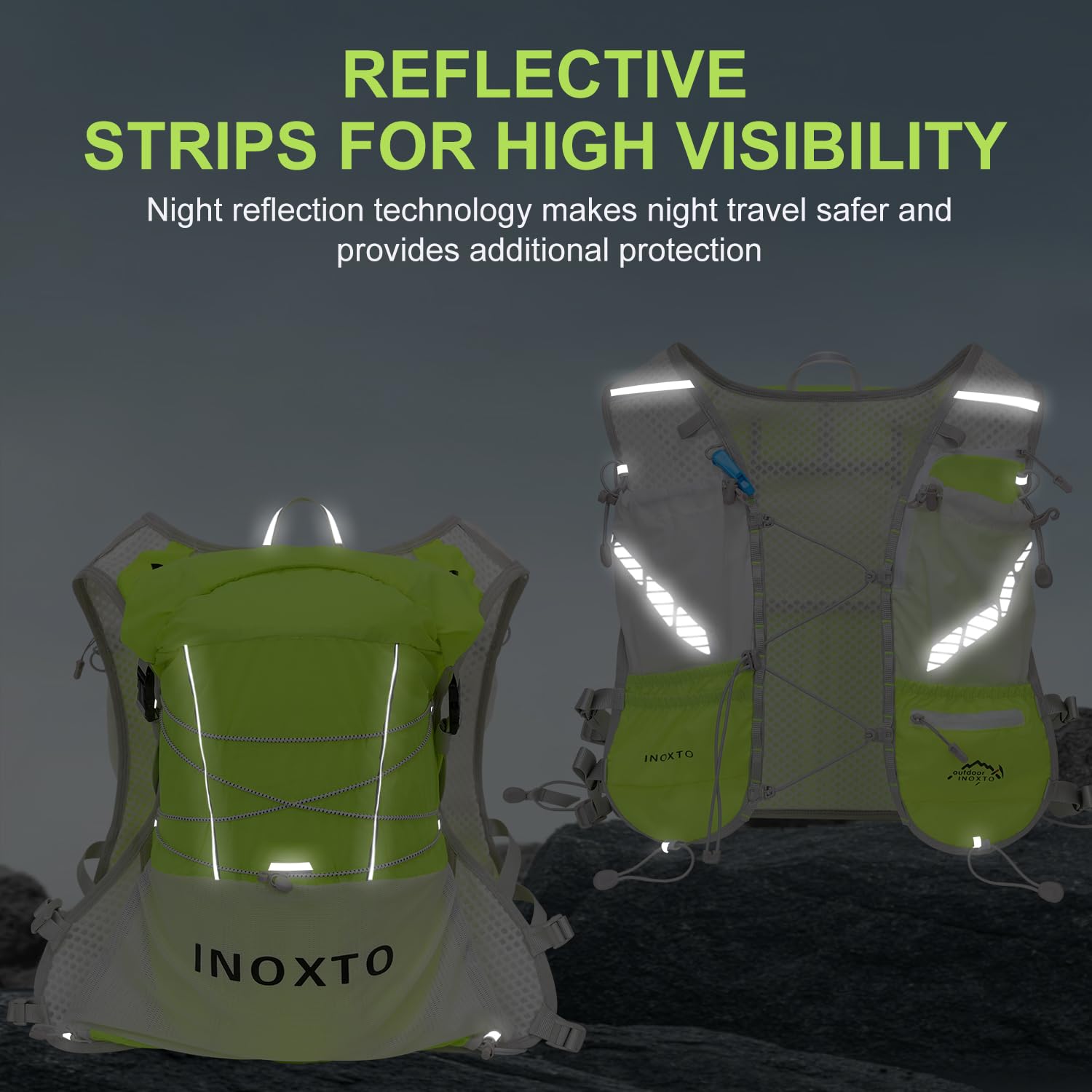 IX INOXTO Trinkweste, Rucksack, leichter Wasserrucksack mit 1,6 l Wasserblase, Tagesrucksack für Damen und Herren, verstellbare Laufweste, für Trailrunning, Wandern, Radfahren, Rennen, Marathon
