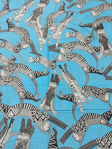 Image of Doraya Pure Cotton Dress Making Fabric Sanganeri Print Jaipuri Hand Block Printed Unstitched Dress Material for Women Blouse /Plazzo,Kurti /Lehenga Piece Womens 43 inch Inches Width (Blue 2, 3 Meter)