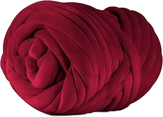 2.2 LBS of Super Soft Velvet Bulky Yarn for Hand Knitting Blanket, Pillows, Handbag, DIY, Wine Red, 36 Yards, Arm Knitting Yarn for Chunky Braided Knot Throw Blanket, Weave Craft Crochet
