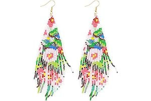 JeanBeau Boho Earrings: Chic & Colorful Beaded Tassels for Women