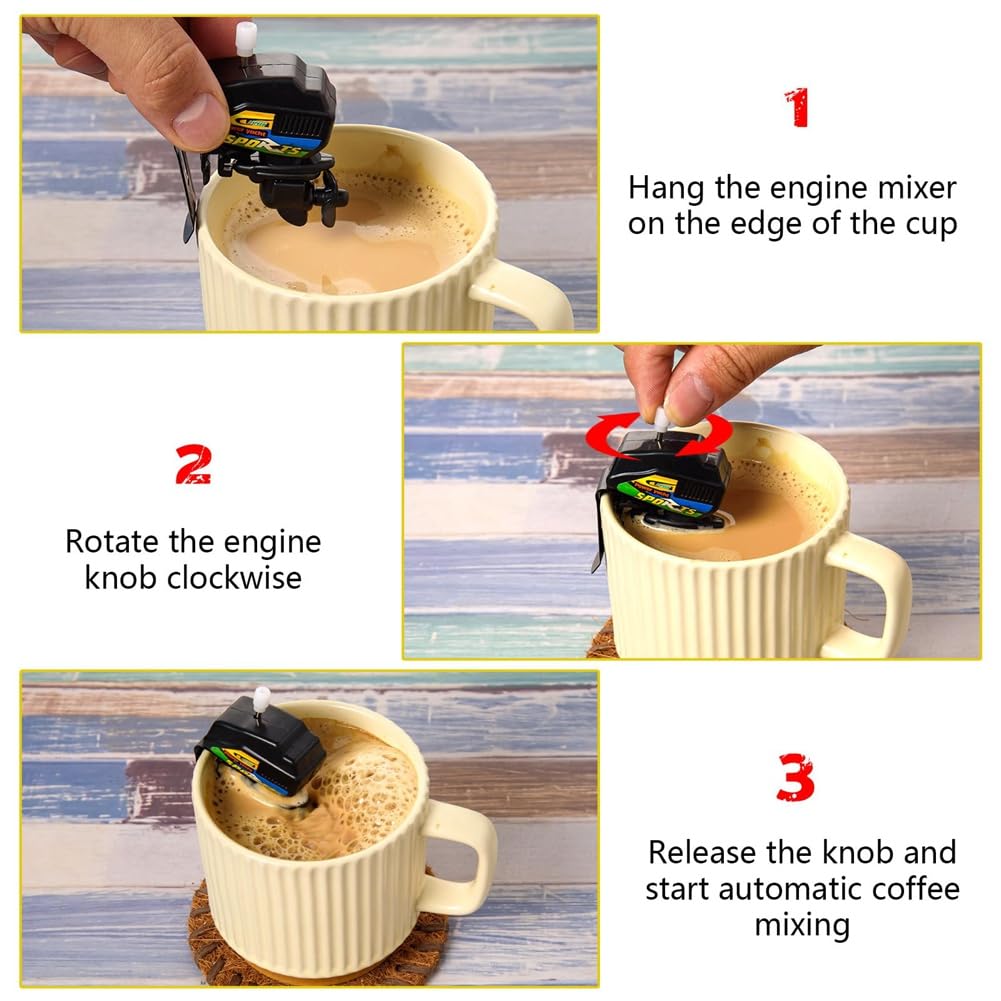 Kaffeerührer in Bootsmotorform, Klammern Können Tassen Halten, Propeller Kann in die Tasse Eindringen und Gründlich Umrühren, Um Kaffee Zuzubereiten