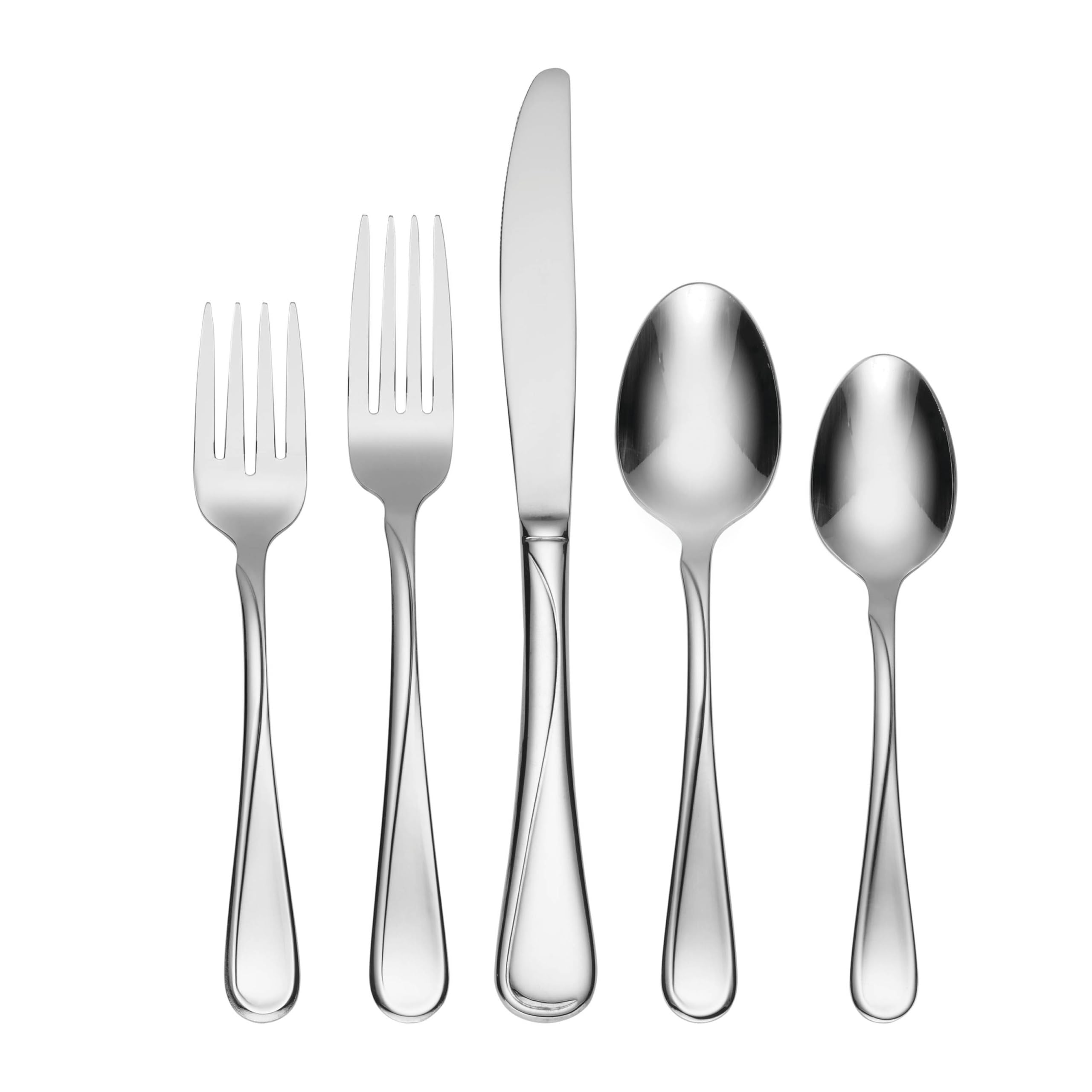 Oneida Flatware Flight 18/0 Silverware Set for 8, (45-Piece) | silver | light weight | st…