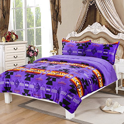 Nu Trendz Signature Southwest Design (Navajo Print) Queen Size 3Pcs Set Purple #TOP16