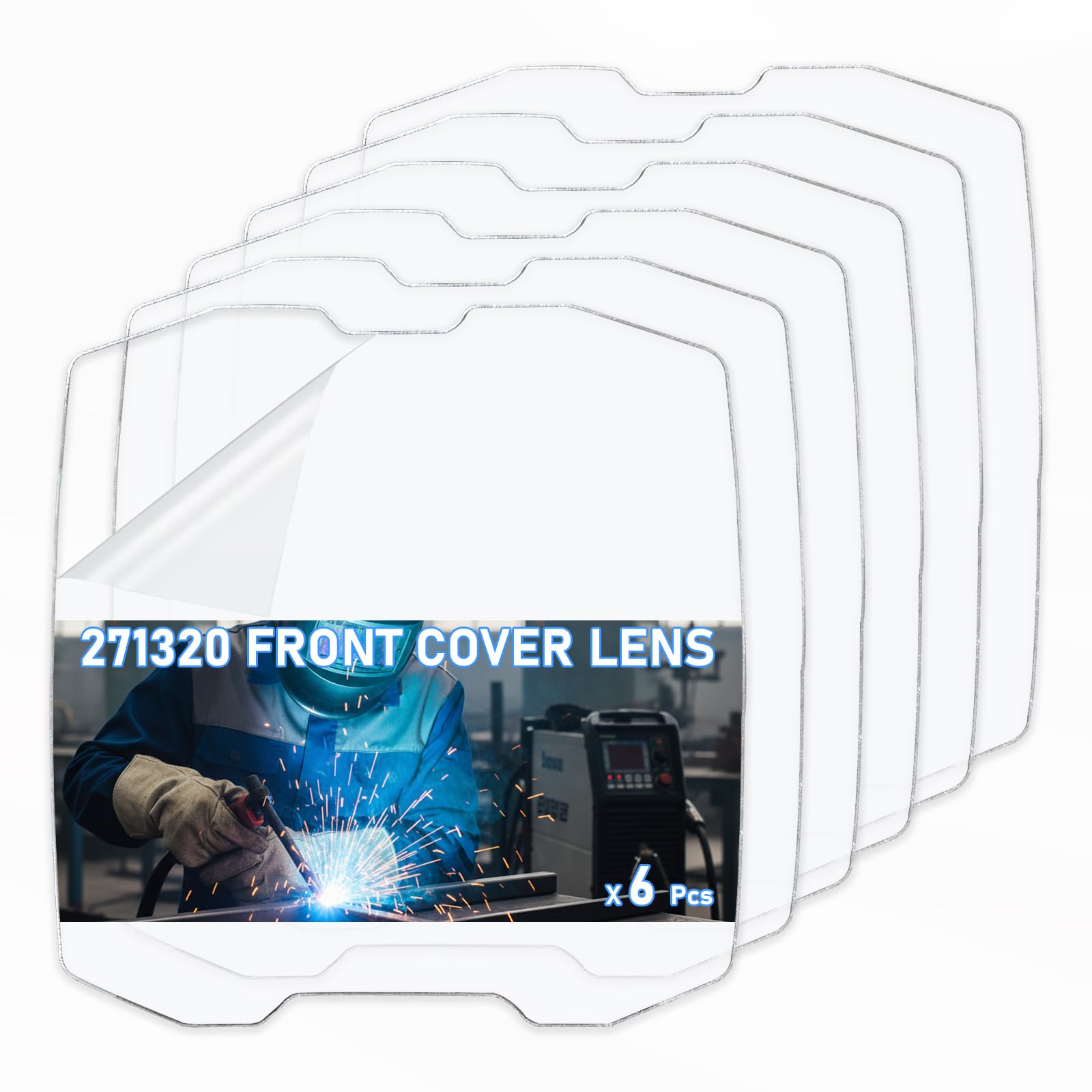 271320 Lot de 6 lentilles de protection avant pour casque de soudage numérique Infinity - Verres de rechange en polycarbonate pour soudage à l'arc TIG MIG et découpe au plasma, protection ADF