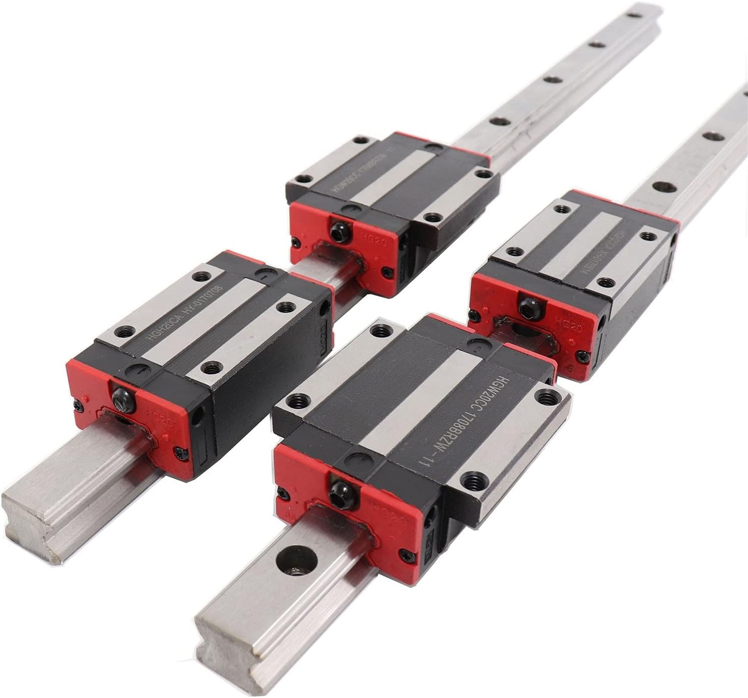 Professional HGH15 Linear Guide Rail HGH15CA Slide Bearing Block HGW15CC Flang for Ball Screw Motor Guide Rail Components(2 Rails 4 Hgh15ca,400mm)