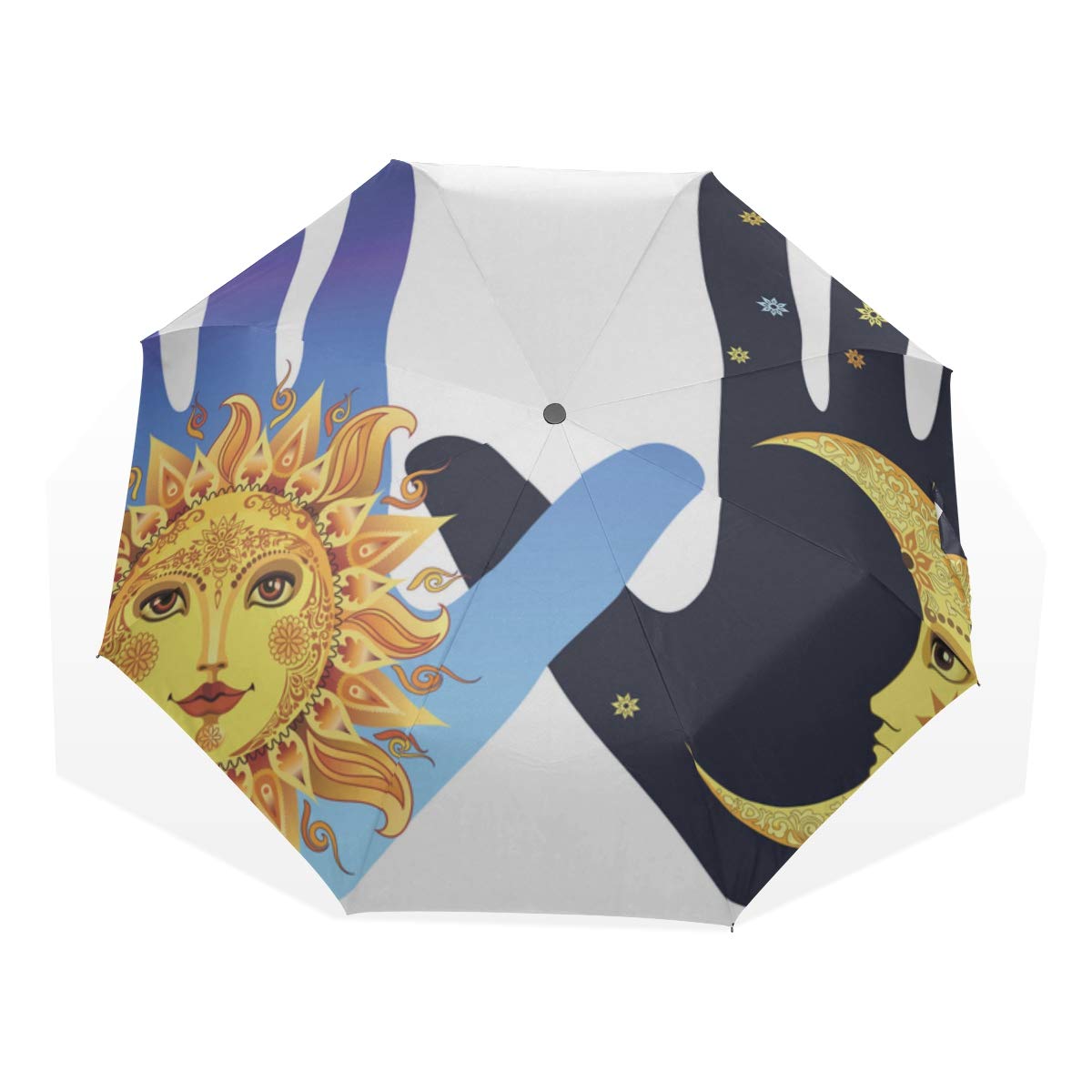 Travel Umbrella Sun Face Sunny Icon Sign Symbol Anti Uv Compact 3 Fold Art Lightweight Foldable Umbrellas(Outside Printing) Windproof Rain Sun Protection Umbrellas for Women Girls Kids