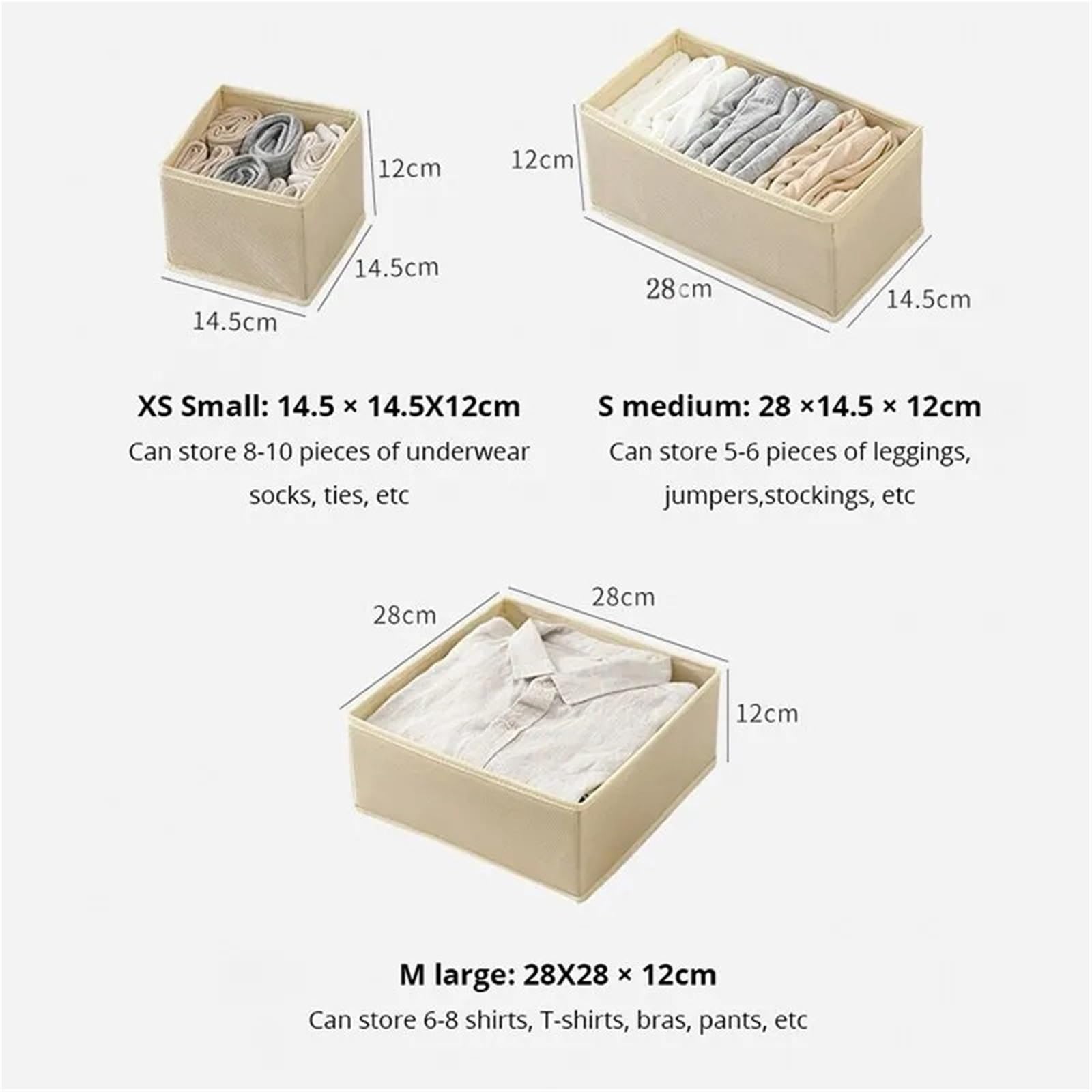 Organizer per Biancheria Intima 6 Pezzi/1 Set Scatola Di Immagazzinaggio Della Biancheria Intima Pieghevole In Tessuto Non organizer cassetti armadio(6pcs Light Grey)