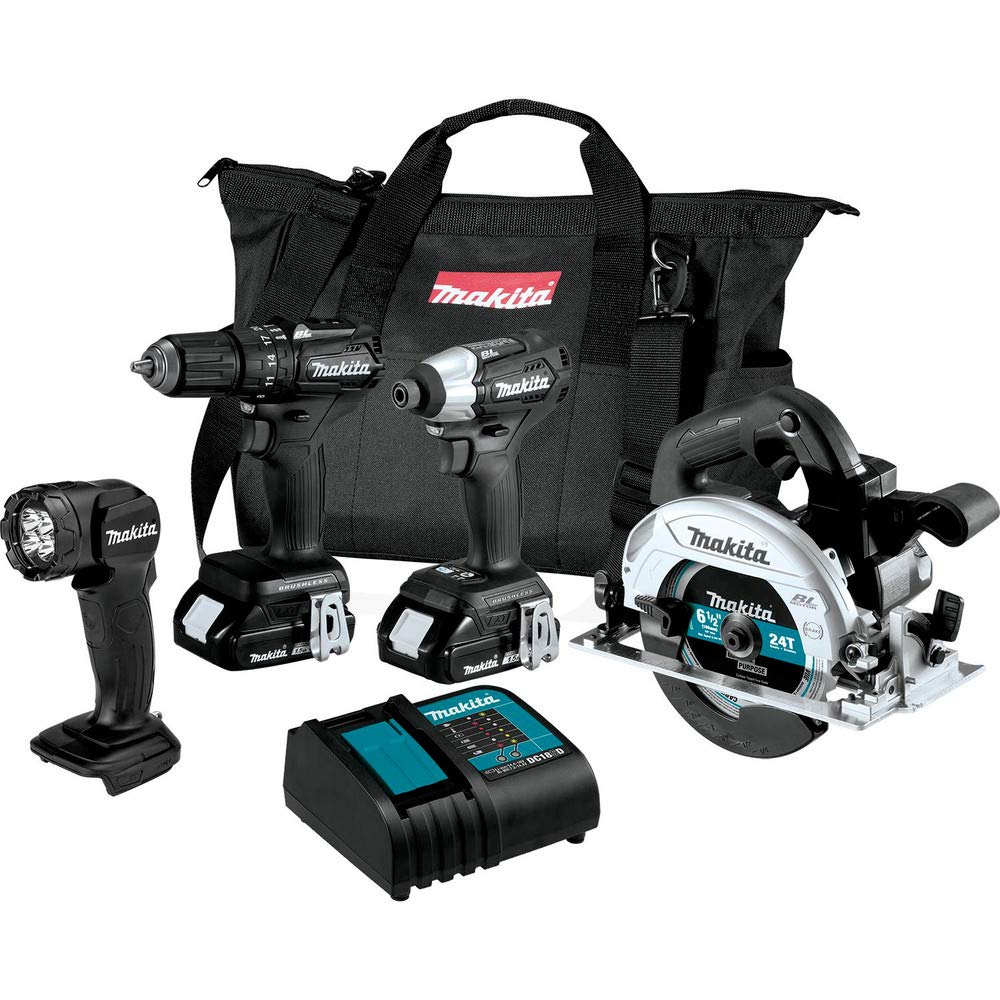Makita CX401SYB 18V LXT® Lithium-Ion Sub-Compact Brushless Cordless 4-Pc. Combo Kit (1.5Ah)