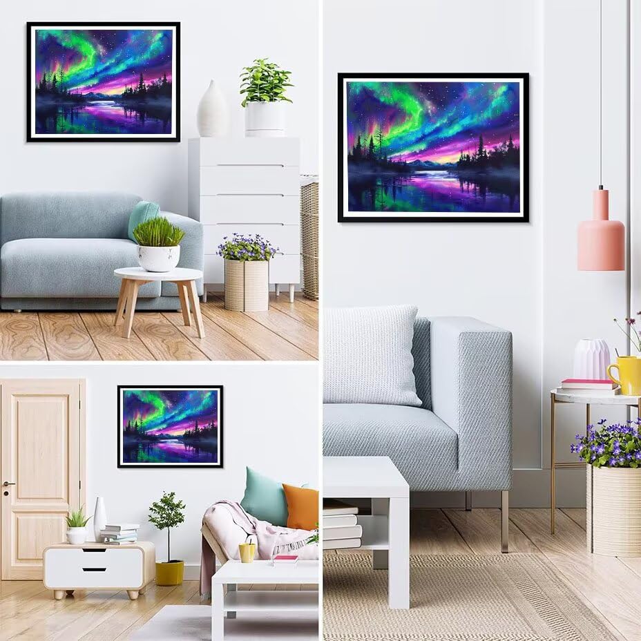Diamond Painting Lac 60x80 cm : Kit Aurora Complet Débutant