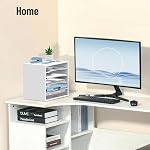 5-Tier Wood Desk Organizer, Paper Sorter for Desktop with Adjustable Storage Shelves, Desktop Mail Holder for Office Home Classroom, White