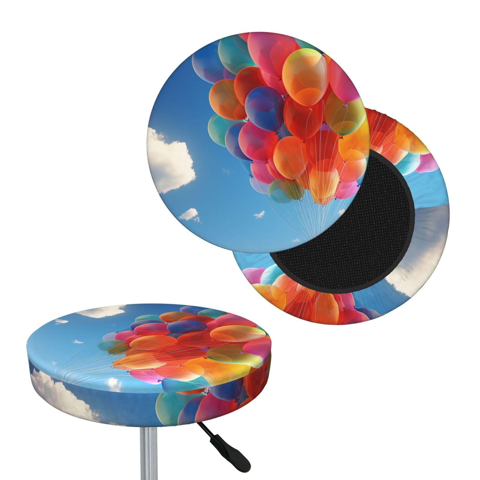 FodPand Colorful Balloon Bar Stool Cover Round Elastic Stool Cushion Covers Washable Bar Stool Chair Slipcover Stretch Stool Seat Covers for 12-14 Inch Chair