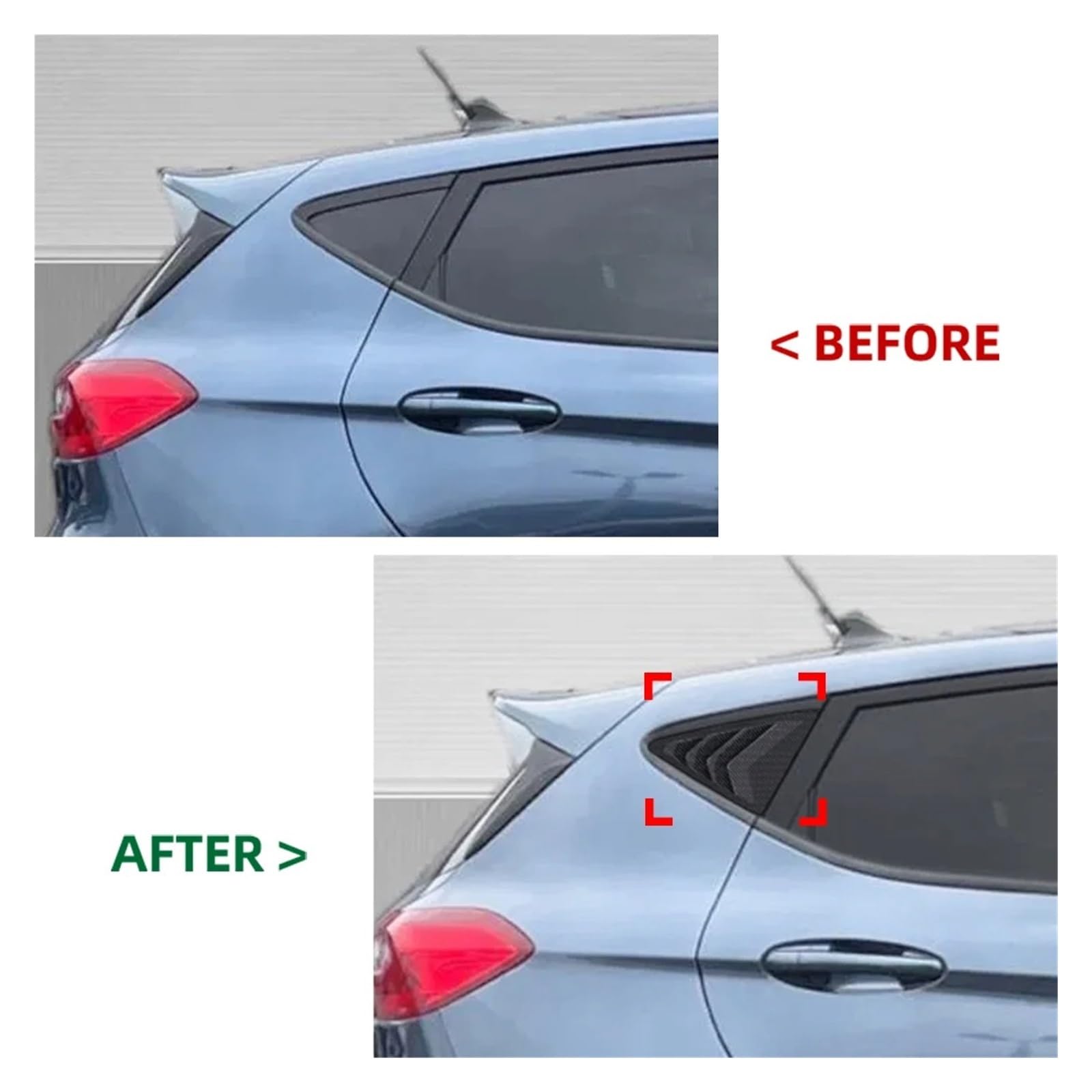Spoiler Auto Per Ford Per Fiesta MK8 2018 2019 2020 2021+ Copertura Per Persiana Per Finestrino Posteriore, Bocchetta Laterale, Accessori Per Auto Spoiler Posteriore(Gloss Black)
