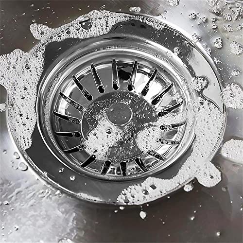Pack de 2 tapones colador para fregadero de cocina 80 mm acero inoxidable miniatura 6