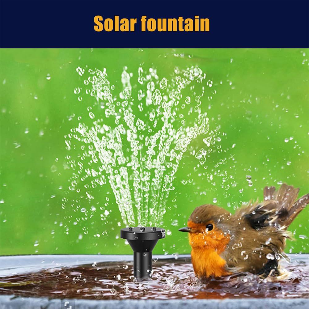 Irishom Solar-Wasserpumpe mit 17-teiligem Doppelschicht-Düsensatz, 7-W-Solar-Springbrunnenpumpe, eingebauter 3000-mAh-Akku, 350 l/h, Solar-Teichpumpe mit 16-ft-Kabel für Außenteiche