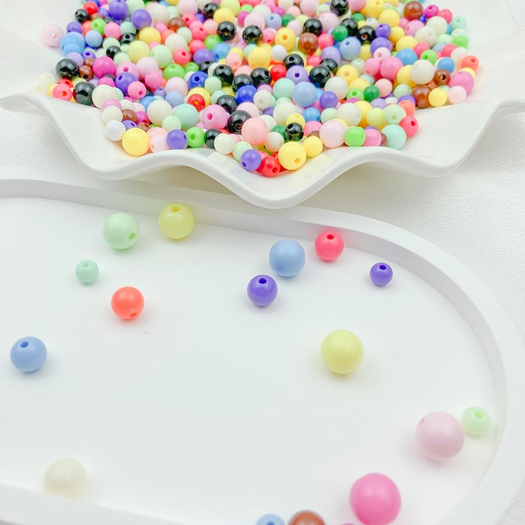 1000Pcs 6MM Acrylic Round Pastel Beads Candy Color Spacer Beads Plastic Resin Beads for Necklace and Bracelet Making Crafting Supplies(303 - Light Mixed Color) - Image 4