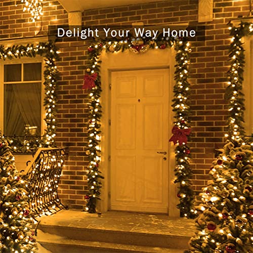 Luzes de corda solar led ao ar livre à prova d'água 22 m 8 modos luzes de natal solares brancas que