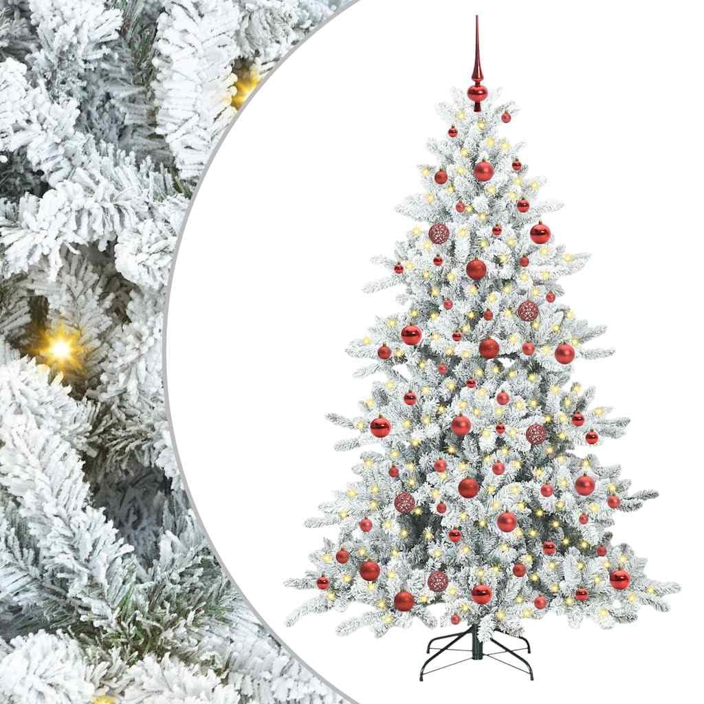 Sztuczna składana choinka, 180 cm PCW, 300 diod LED o barwie ciepłej bieli, 8 trybów, ze stojakiem, do użytku wewnątrz pomieszczeń