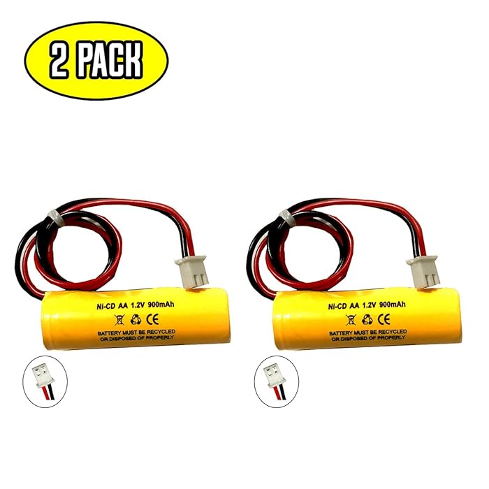 Buy (2 Pack) 1.2v 900mAh AA Ni-CD Exit Sign Emergency Light NiCd ...