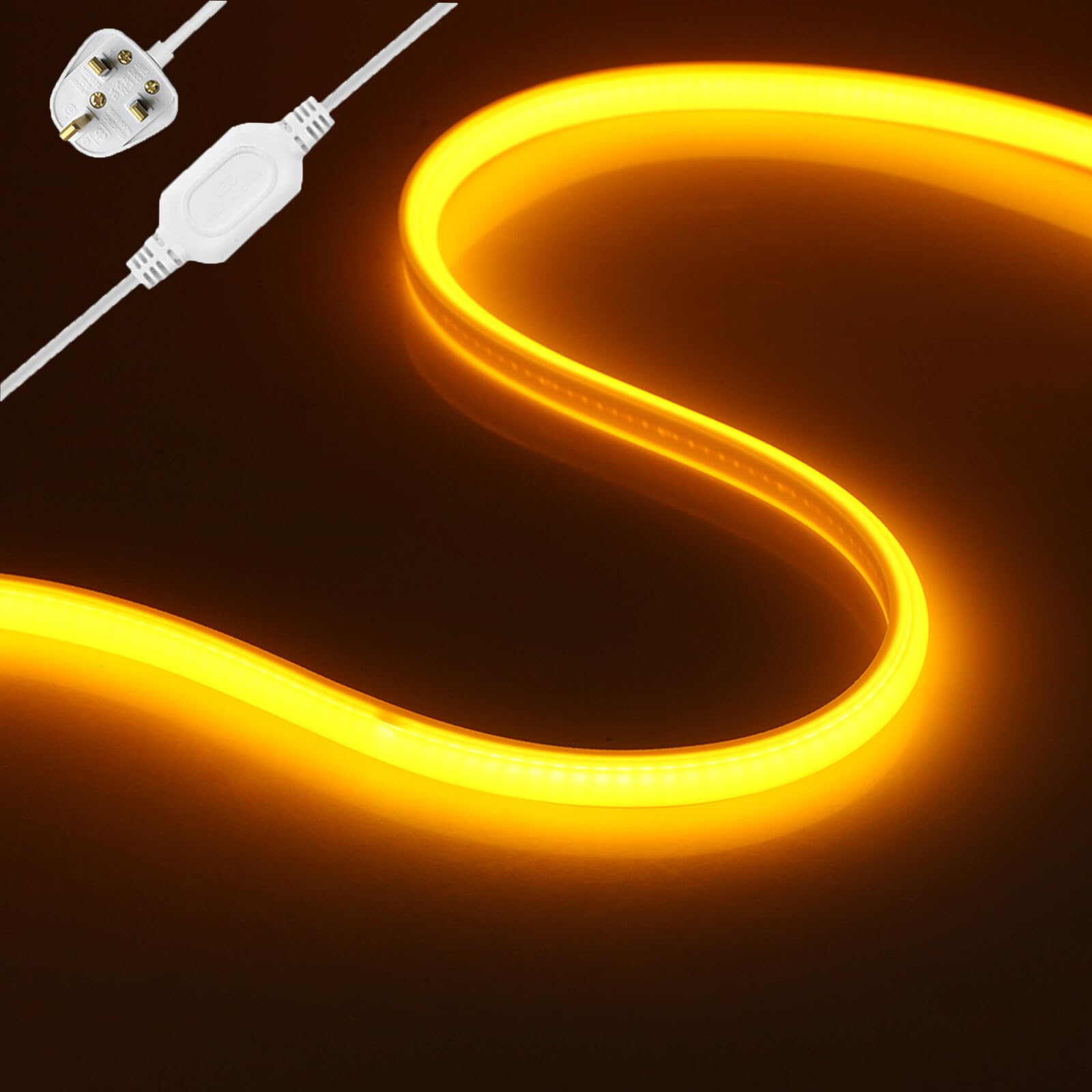 KAFULA Wisada 22M COB LED neon Rope Light, Yellow Cuttable Waterproof Flexible LED Strip, DIY Design, Suitable for Bedroom, Living Room, Game Room, Kitchen, Party and Shop Decoration