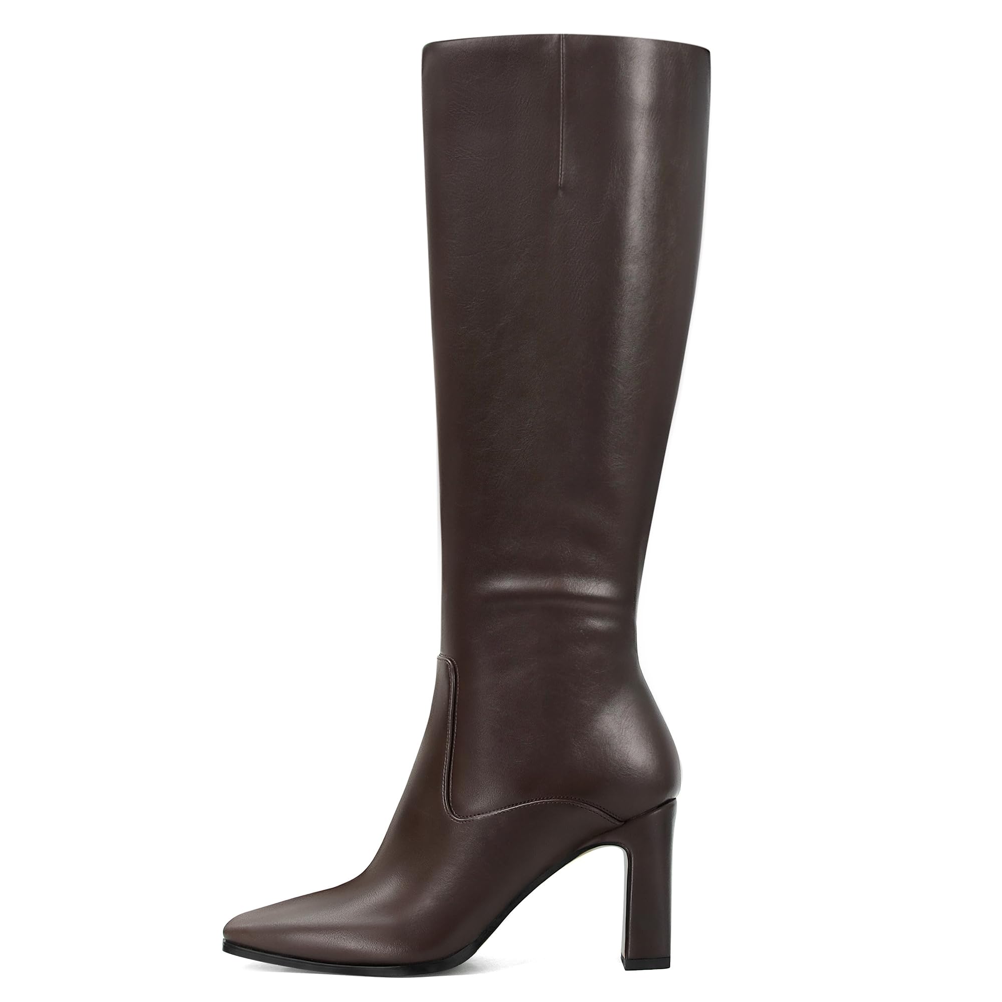Womens Knee High Boots Sqaure Toe Chunky Heel Tall Boots with Side Zipper Fashion Fall Winter Office Party