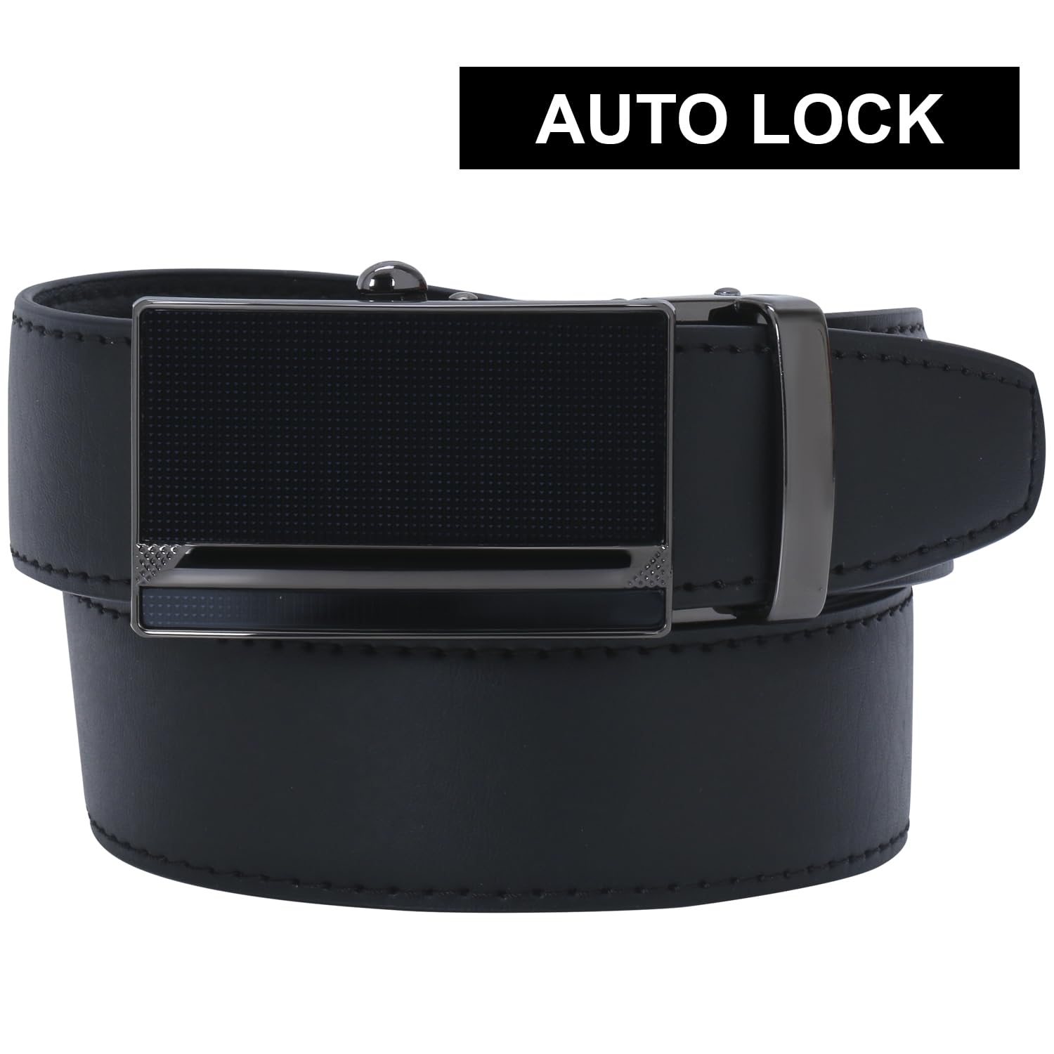 Labnoft Men's Auto Lock Pu Leather Belt (Black, BELT-012-SG-Black-XL) - Image 2 thumbnail