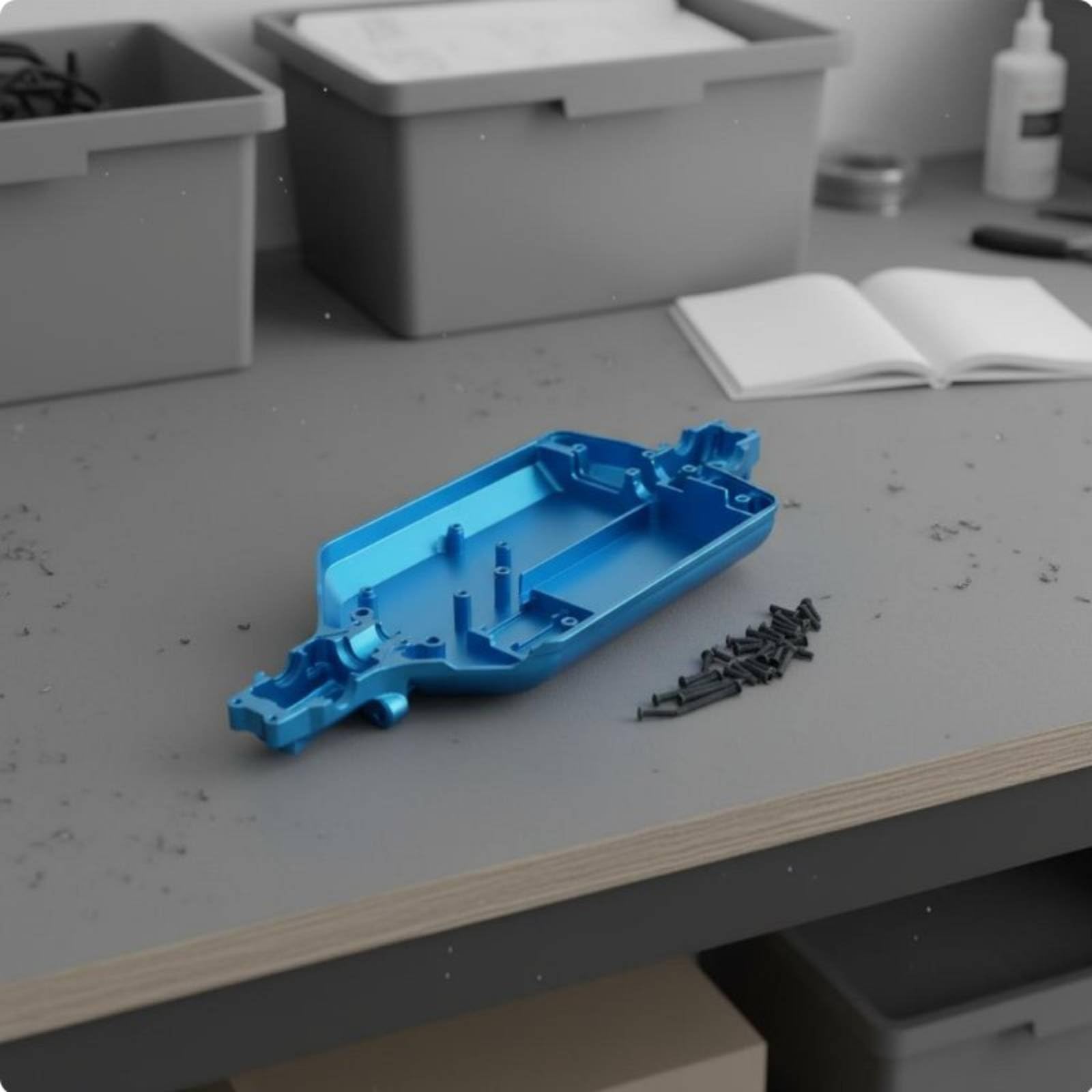 TISHITA Chassis di Upgrade Veicolo Telaio Auto Rc Struttura Base Piatto Centro Inferiore in Alluminio 6061 Lavorato Cnc con Finitura Anodizzata Antigraffio Adatto Modellismo Domestico, Azzurro