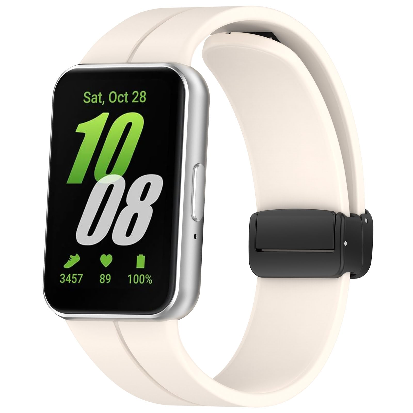 Gheper Replacement Watchband Compatible with Samsung Galaxy Fit3[2024] SM-R390 Magnetic Folding Buckle Design Silicone Sport Wristband Band Bracelet Quick Release Strap