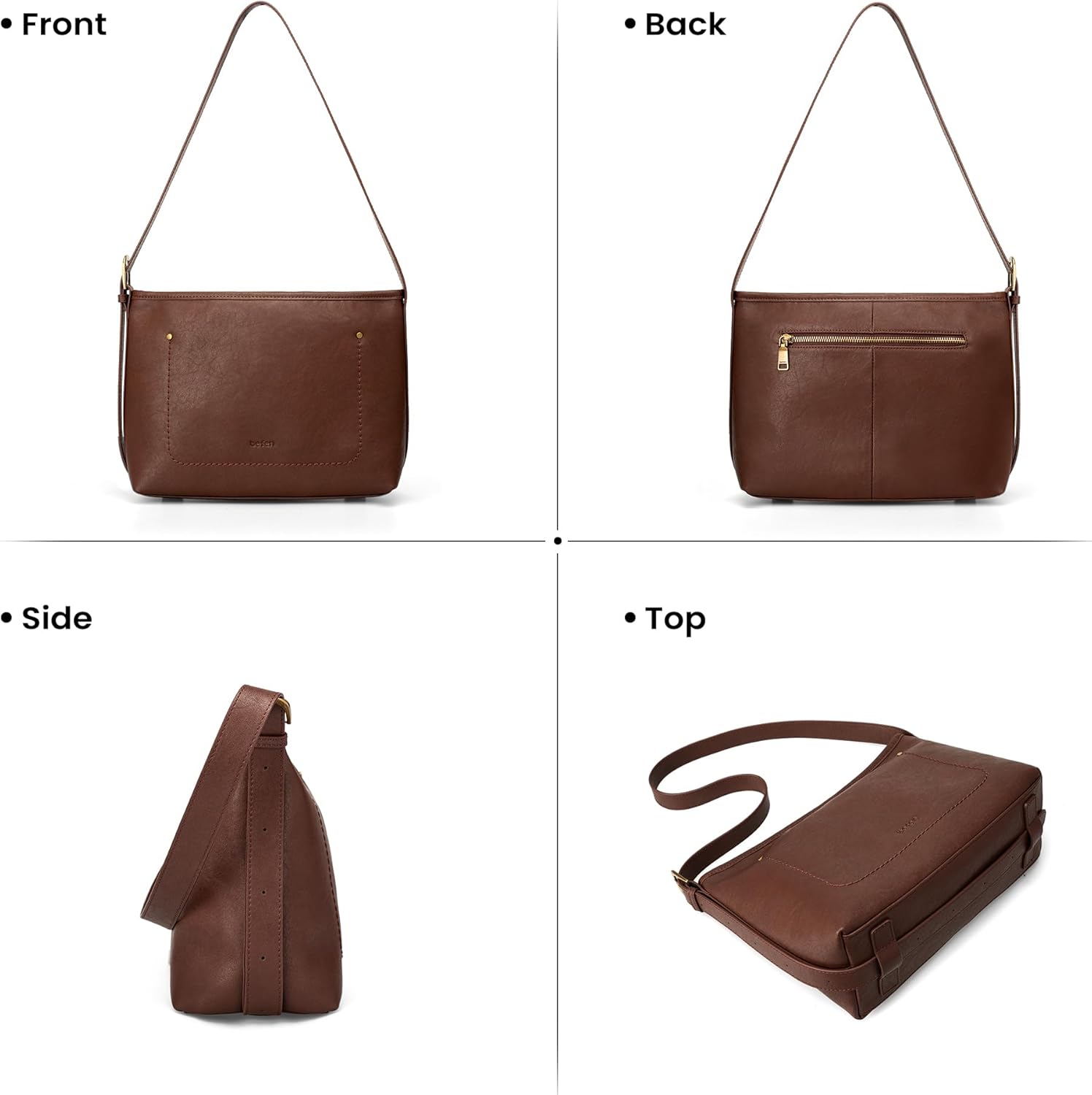 befen Genuine Leather Crossbody Bags for Women RFID Blocking Soft Real Leather Shoulder Purse Medium Shoulder Handbag - Image 8