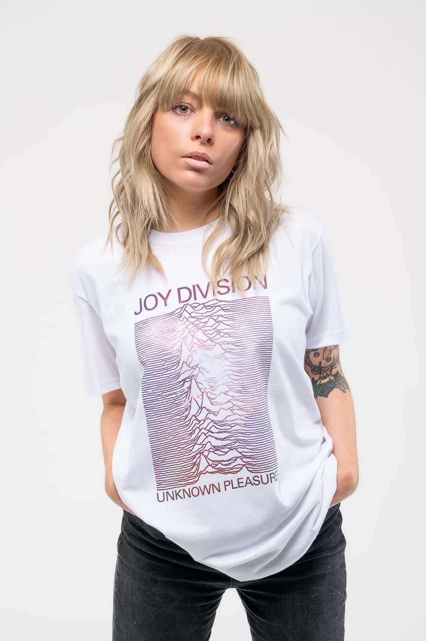 Joy Division T Shirt Unknown Pleasures Blanc on Noir Logo Officiel Homme Noir
