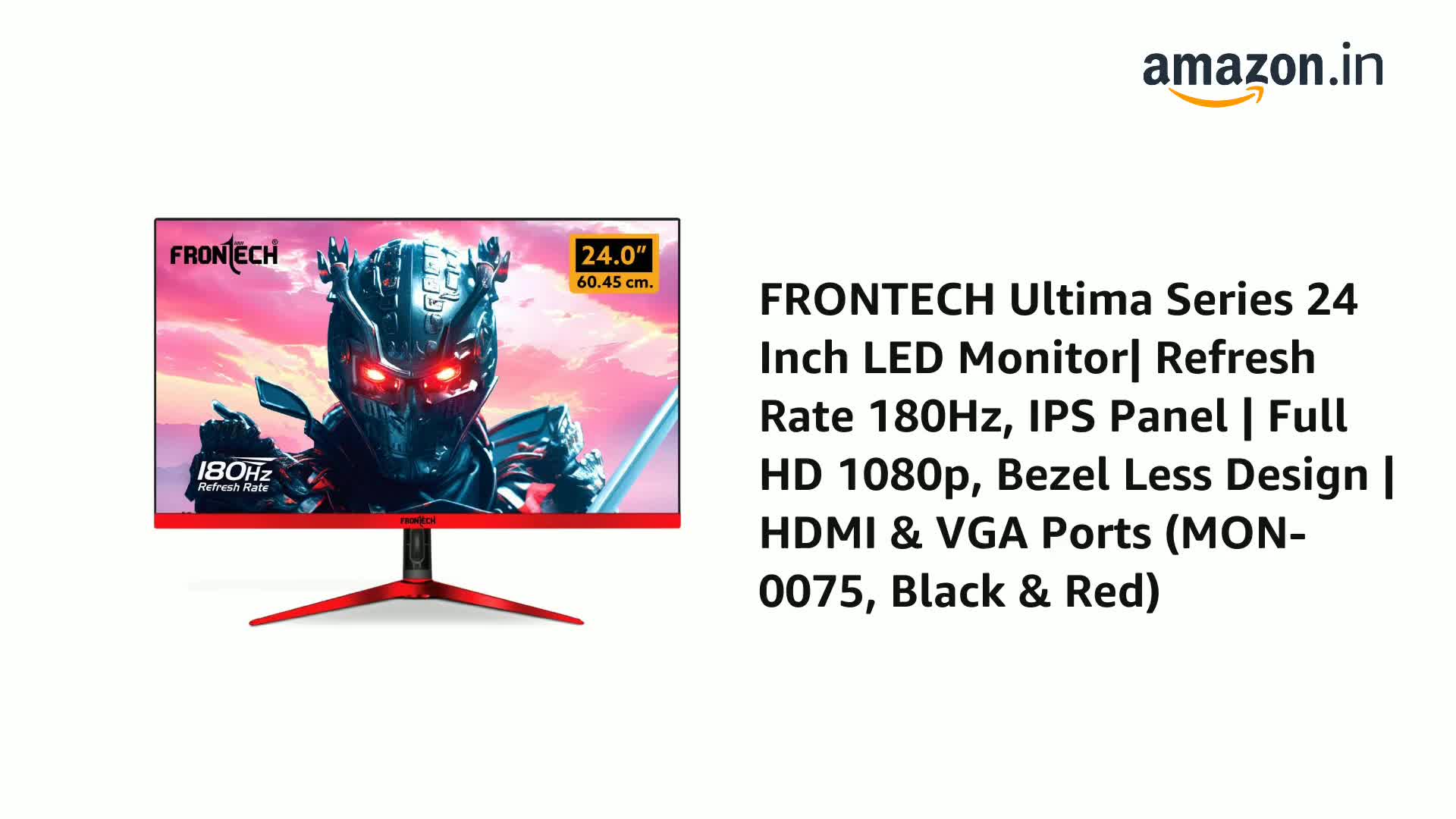 FRONTECH Gaming 24 Inch LED Monitor| Refresh Rate 180Hz, IPS Panel