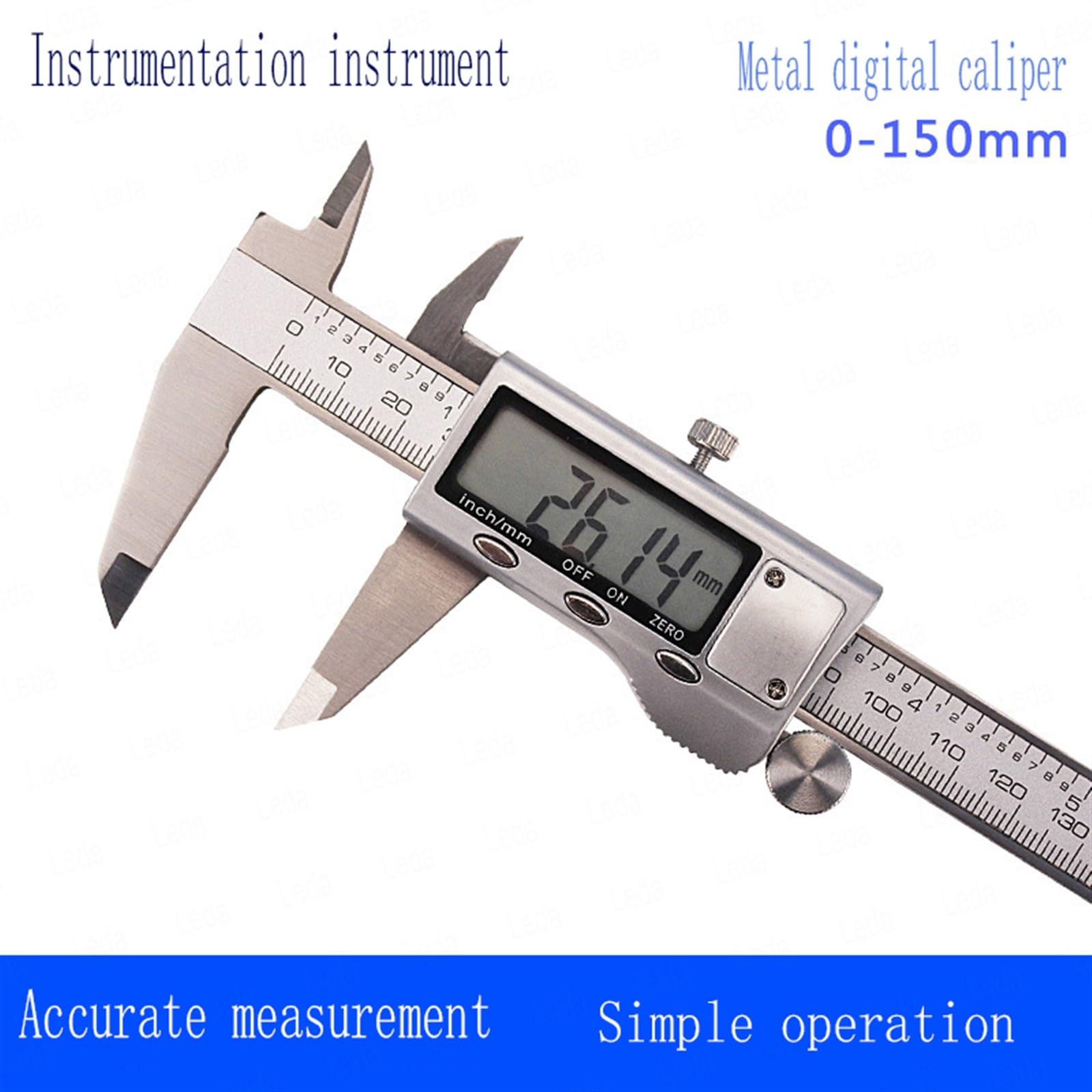 Pie de Rey Digital Calibrador de Cabeza métrica de Metal Vernier de Acero Inoxidable de 0 a 150 mm, Herramienta de medición de Escala de Alta precisión de Grado Industrial, 1 Unidad