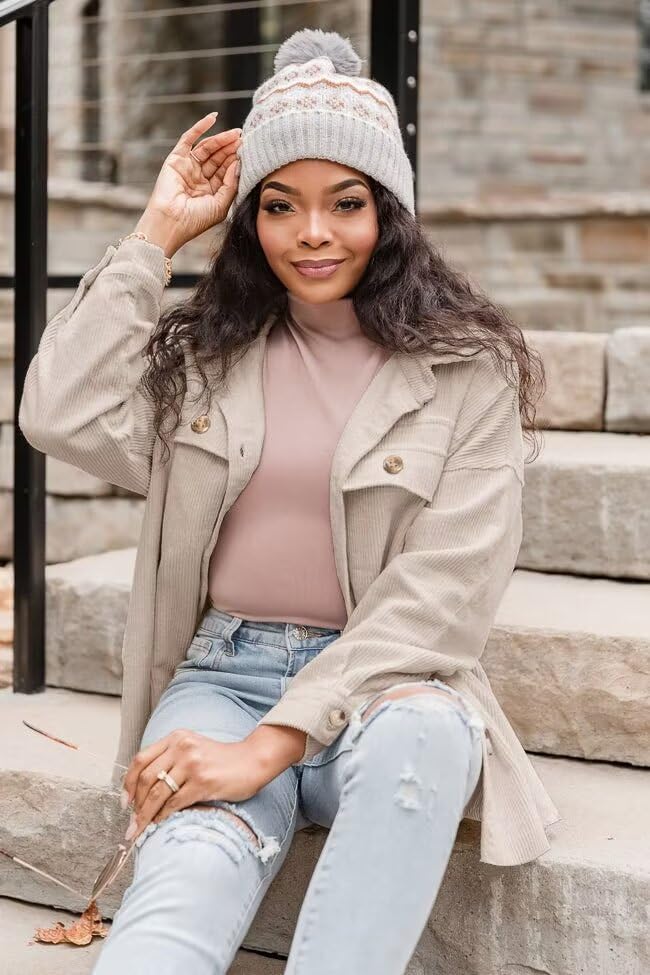 VICHYIE Womens Corduroy Shacket Blouses Button Down Shirts Pocket Long Sleeves Tops Jacket Coats - Image 7