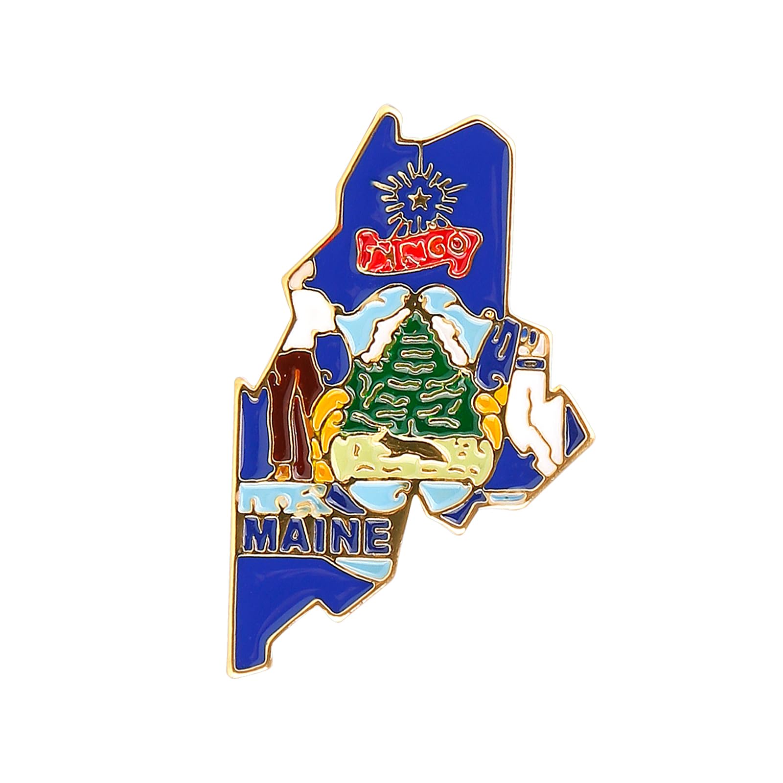 State Shaped Map Lapel Metal Pin Enamel Brooch Keepsake Beautifully Designed for Backpack Hat