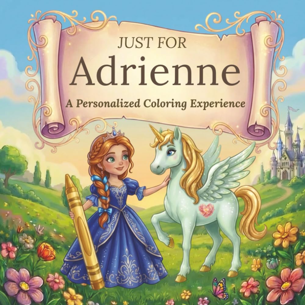Just for Adrienne: A Personalized Coloring Experience: 50 total coloring pages | 28 coloring pages featuring Adrienne's name | 22 coloring pages themed for girls (Personalized Coloring Book Series)