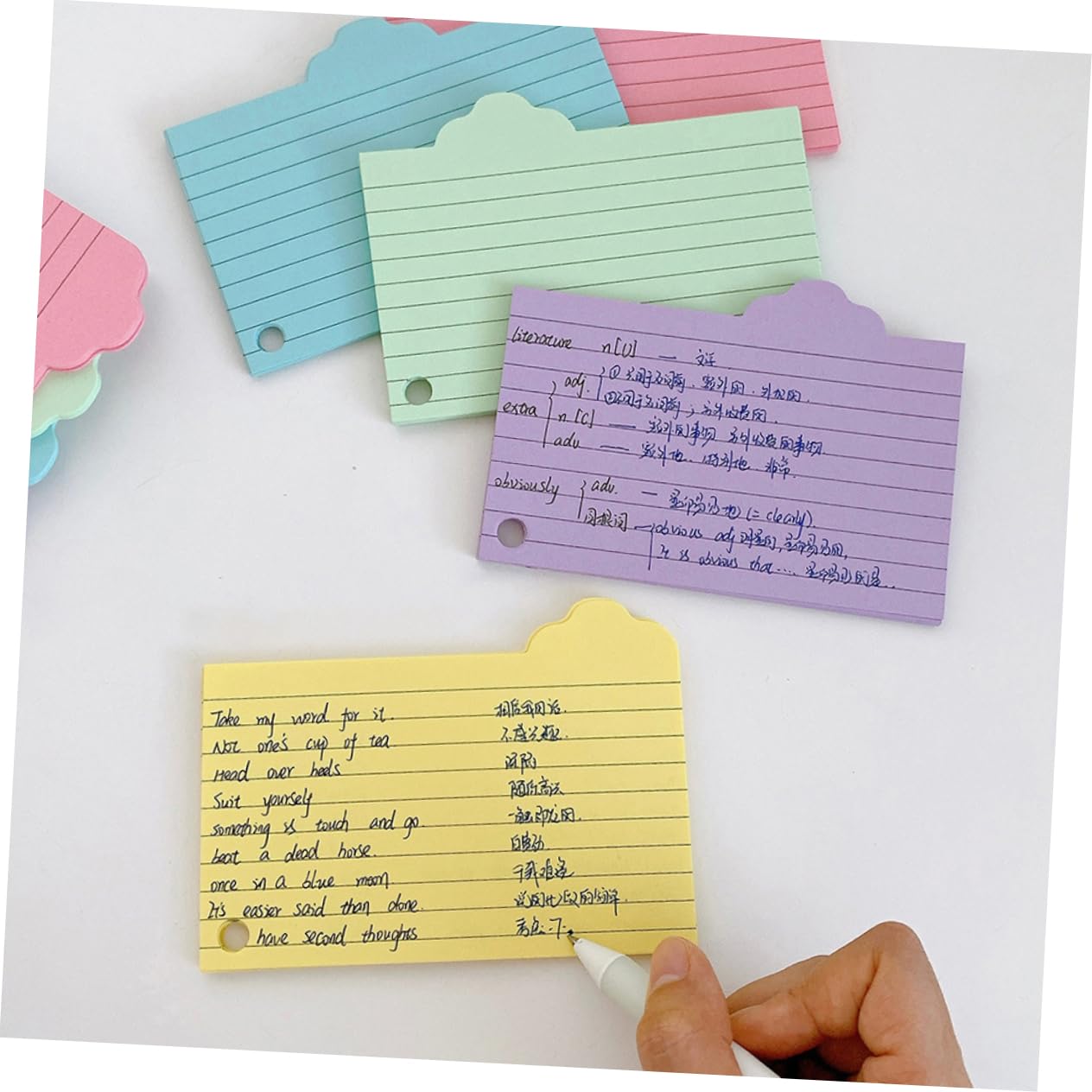 HOMSFOU 5 Sätze Vokabelheft Aus Notizpapier Klebrig Lehrreich Mehrfarbig Flashcard Leere Karten Student Wortkarten Grundlagen Des Studiums Registerkarten Für Karteikarten 125 Blätter * 5