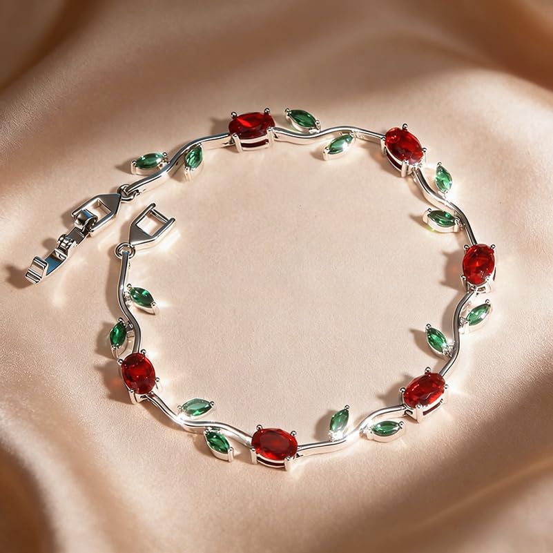 Image of Shining Diva Fashion Tulip Bracelet for Women, Floral Crystal, Anti Tarnish Jewellery Stylish Bracelet Gifts for Girls