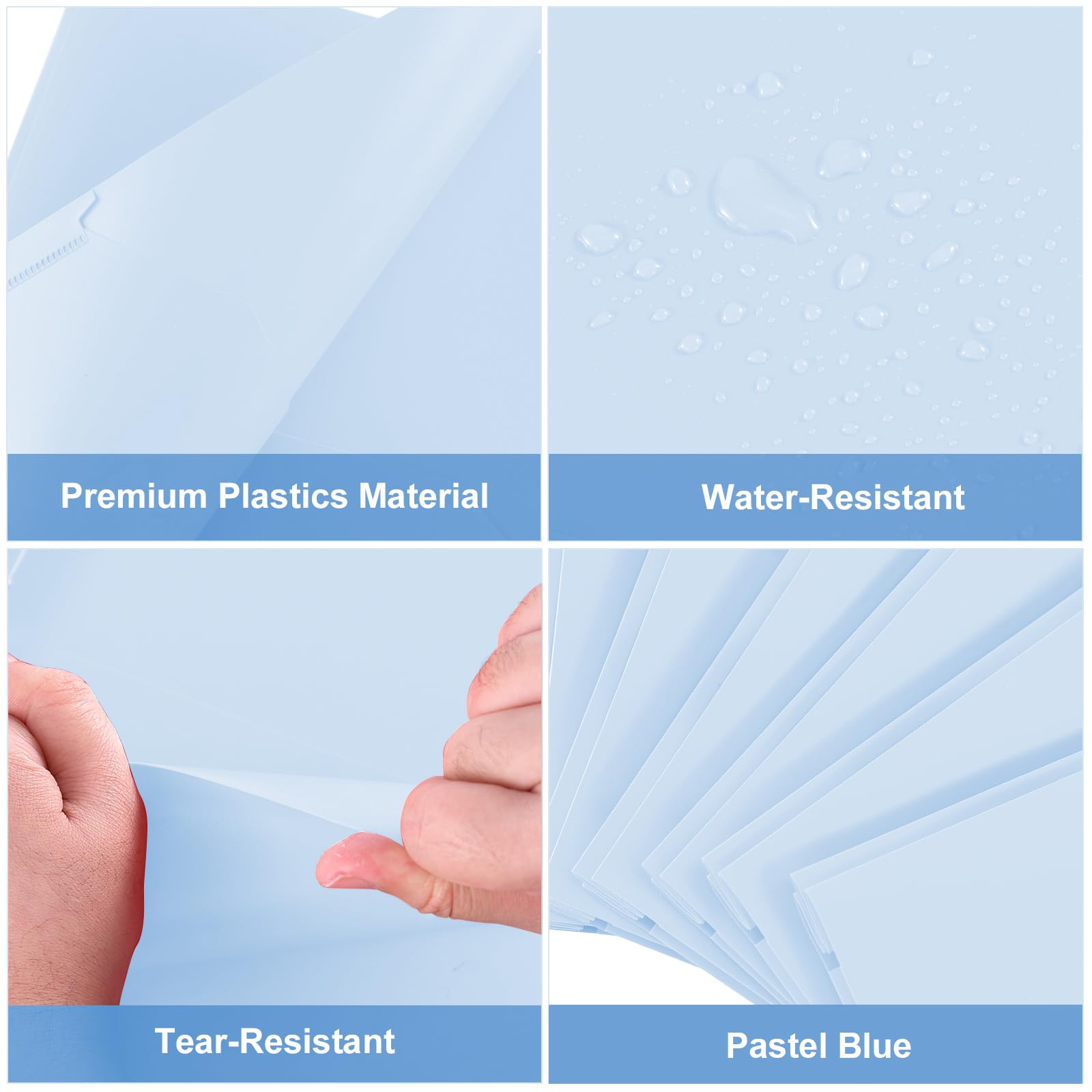 SUIN Carpetas de plástico con 2 bolsillos y 3 puntas, carpeta de archivos de proyectos para papeles tamaño carta de EE. UU., ideal para la escuela y la oficina, colores azul pastel, 12 paquetes
