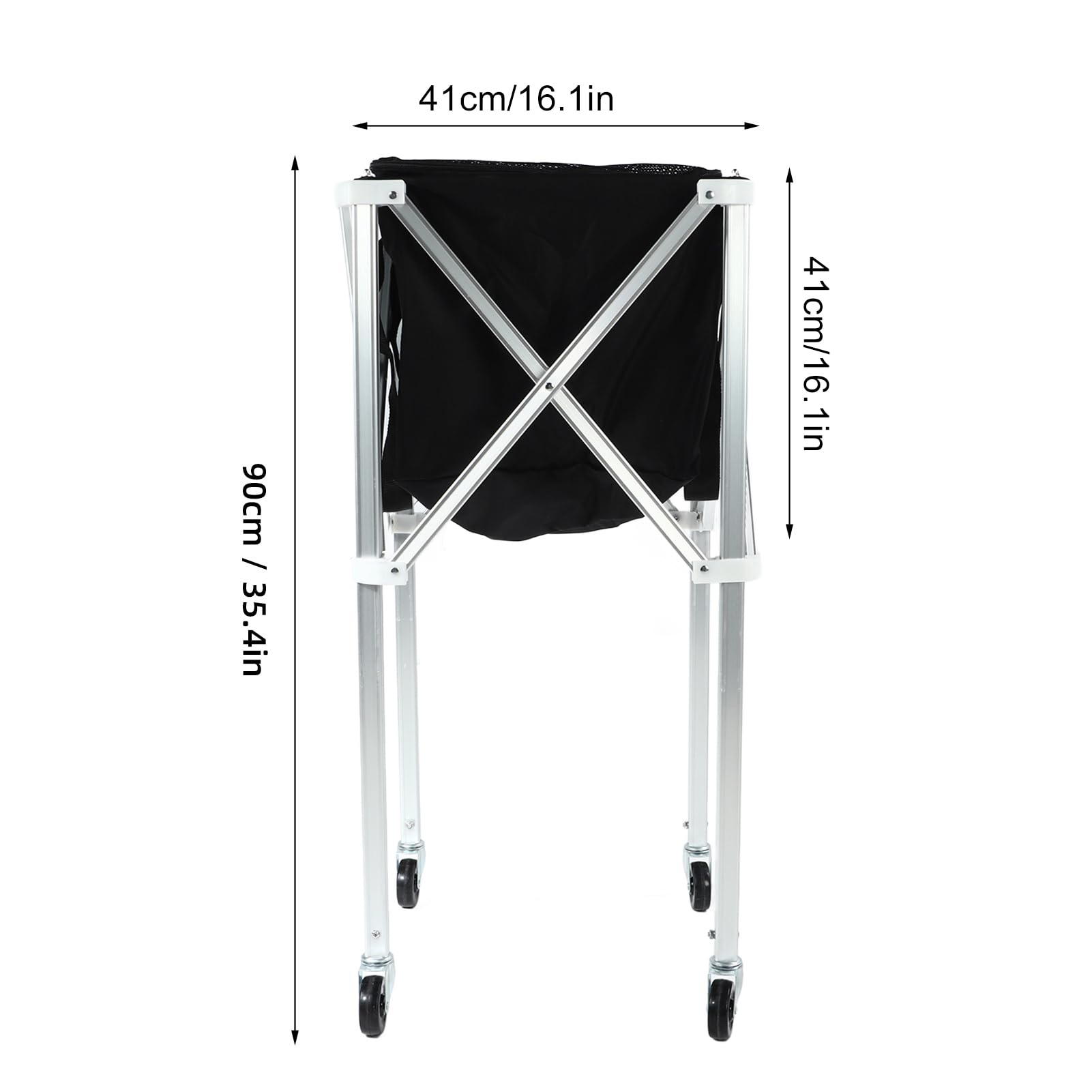 Carrello per Palline da Tennis Pieghevole in Lega di Alluminio | Carrello portatile con cestello con tramoggia con ruote, raccoglitore di palline leggero per esercitarsi, facile spostamento