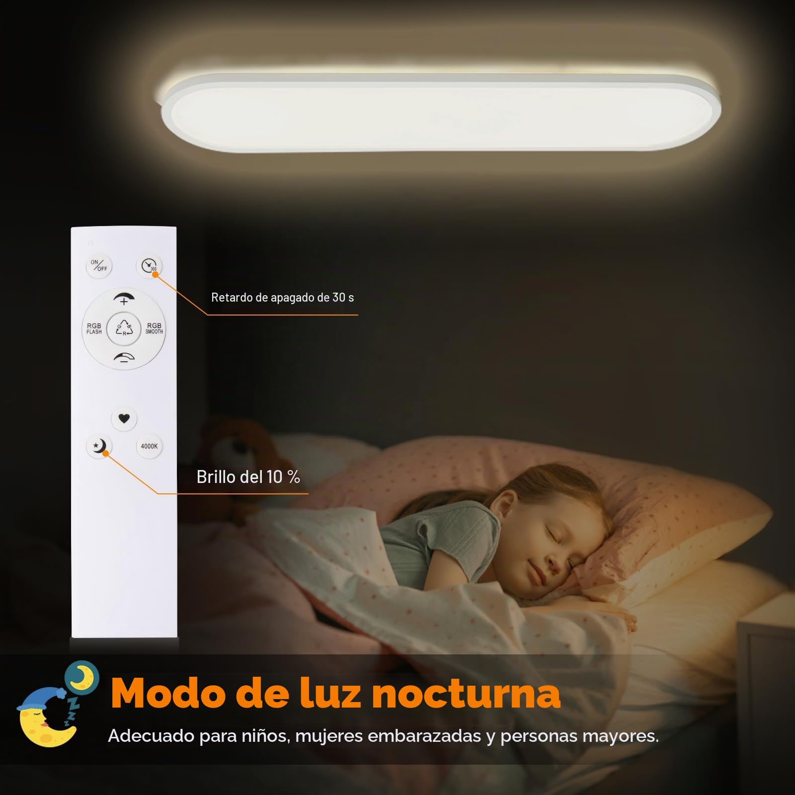 LEZOE Lámpara de techo LED RGB regulable con mando a distancia, 36W 4500LM 4000K RGB, panel de luz regulable para cocina, salón, dormitorio y habitación infantil 80x20x2.9cm Oficina Ovalada