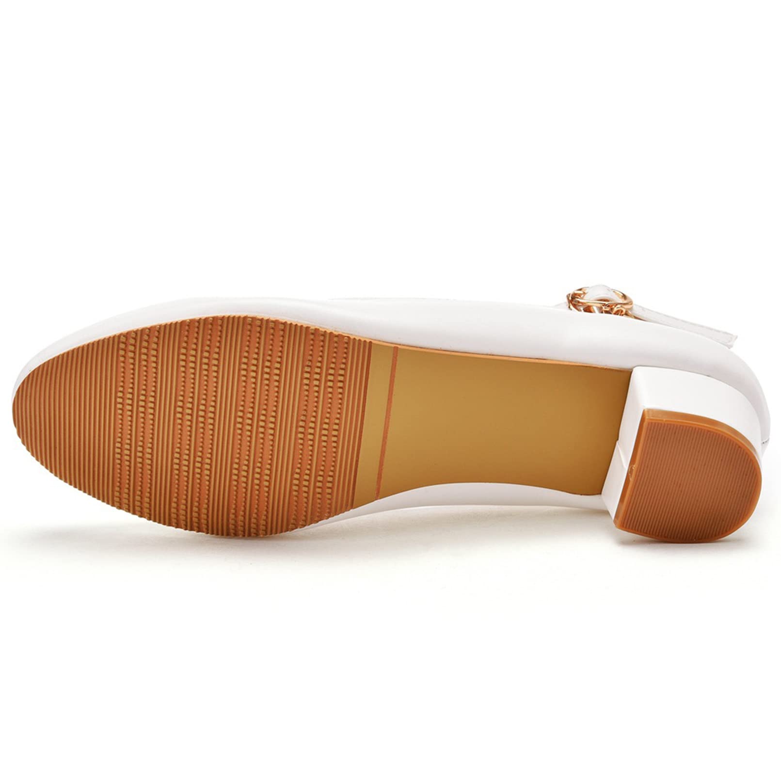 Buty ślubne Damskie, Niski Obcas, Blokowy | Zapięcie Na Okrągłą Sprzączkę, Wygodny Obcas O Wysokości 3,5 Cm, Odpowiednie Na Wesela (White 37 EU)