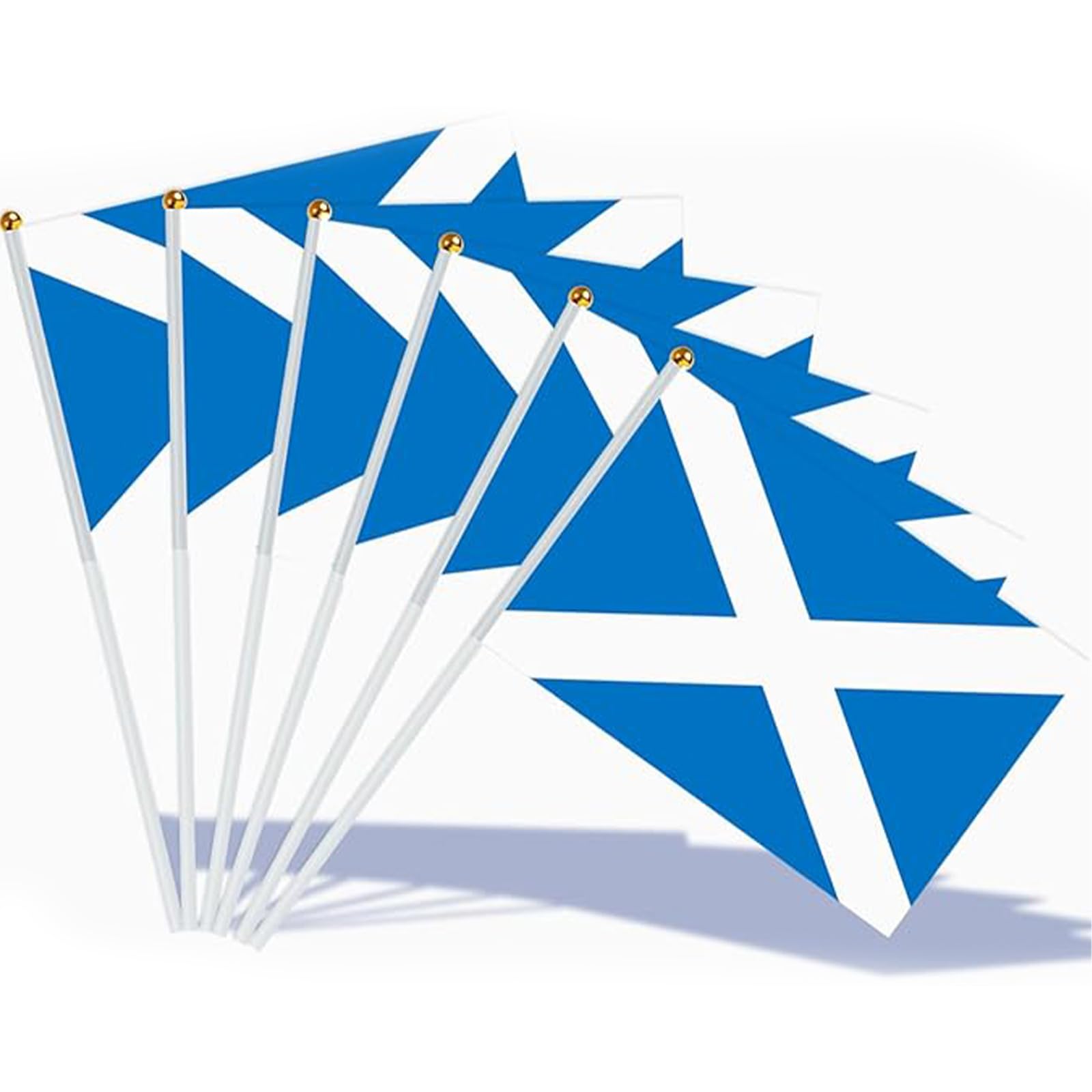 12Pcs Burns Night Decorations,Scottish Flags on Sticks,Blue and White Handheld Tartan Bunting,for other sporting events Burns Night suppers