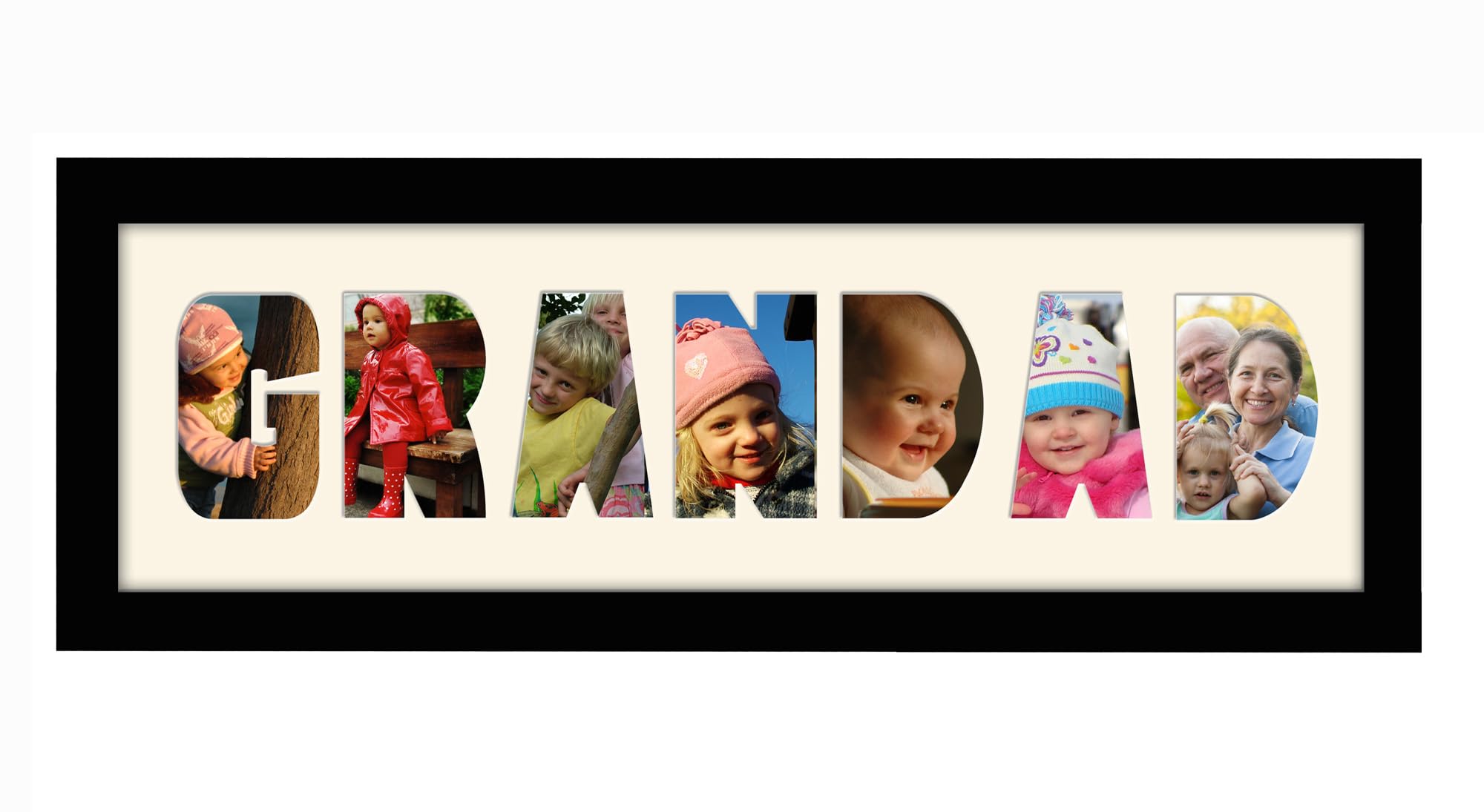 Photos In A Word Black Finish Frame Cream Mount Grandad Photo Frame Letter Word Name Frame Single Mounted 1349A (Black Finish Frame Cream Mount)