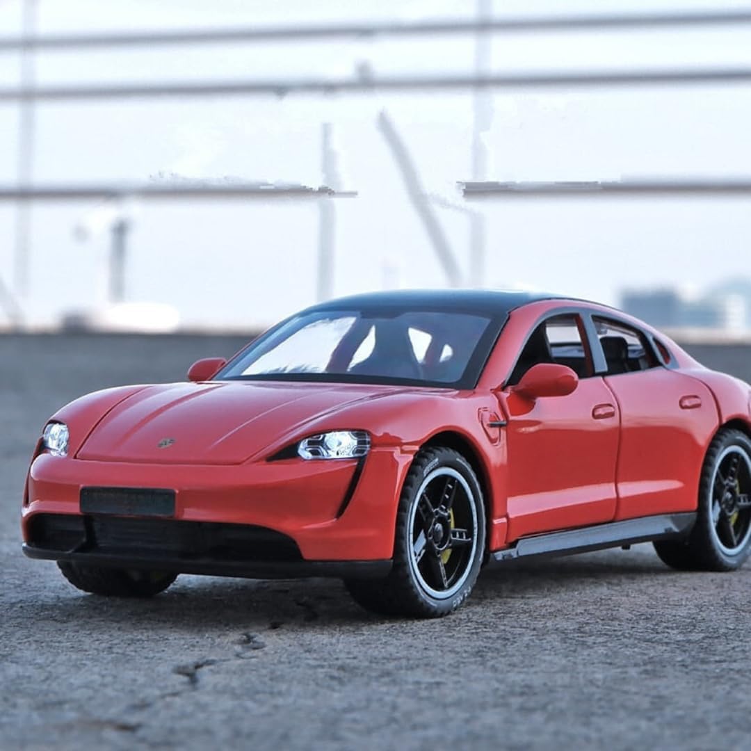 CROPDAK Exclusive Alloy Metal Pull Back Die-cast Car Scale Model with Sound Light Mini Auto Toy for Kids Metal Model Toy Car with Sound and Light?New Version? (Porsche Taycan -Multicolor) 2