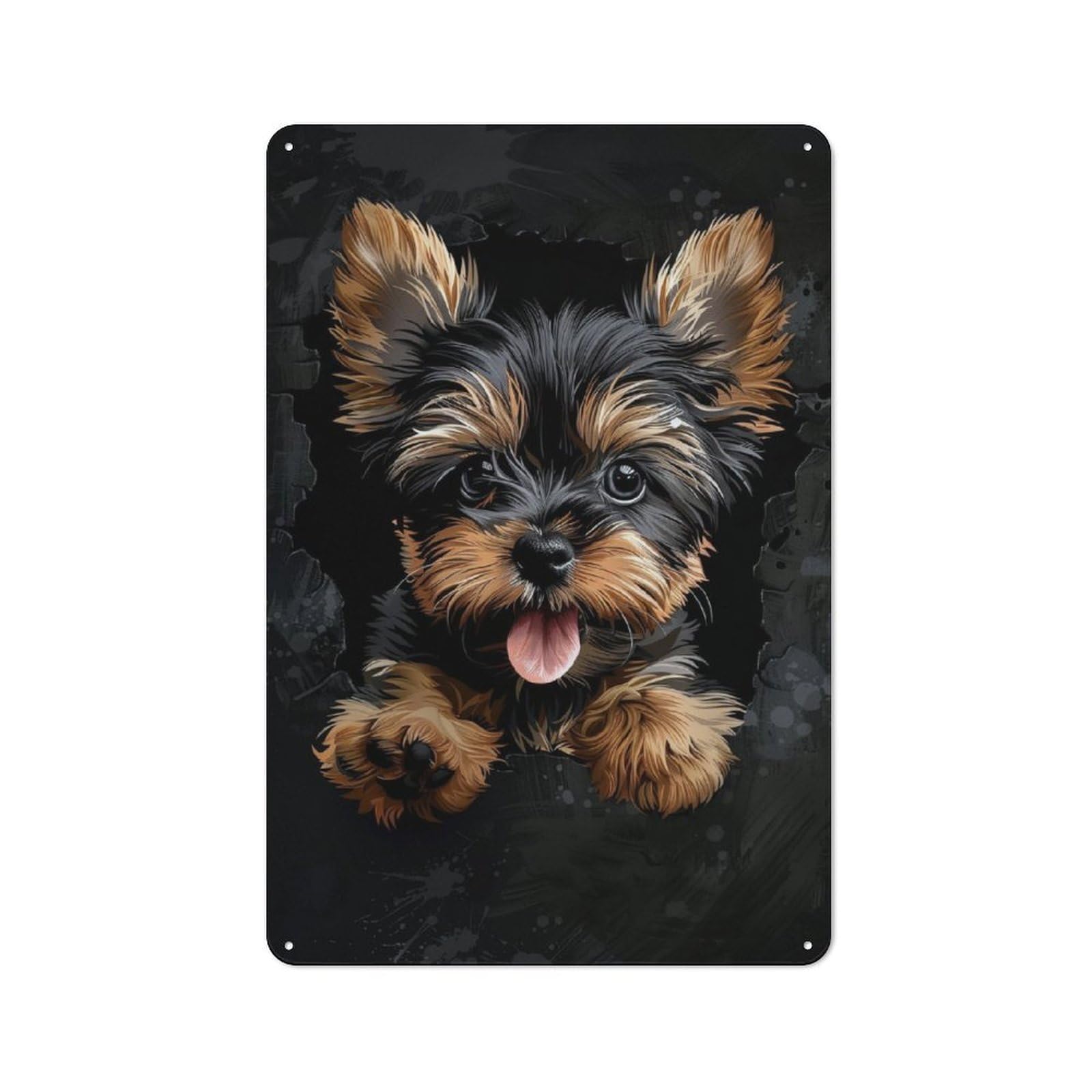 Junmoney Yorkshire Terrier Tin Wall Plaque 30X20cm With For Living Room Wall, Gift For Feature Wall Decorators During The Christmas Season