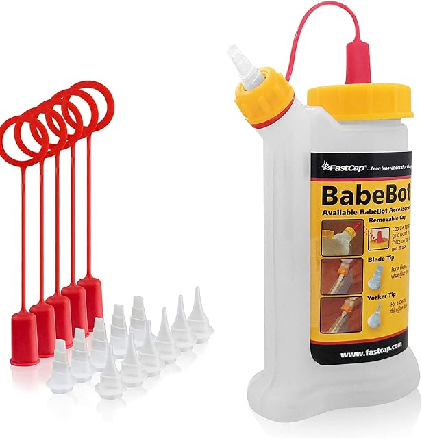The Original BabeBot Glue Bottle from FastCap  Perfect for Clean & Precise Application of Wood Glue  Glue Dispenser (Approx. 120 ml) (BabeBot + Accessories)