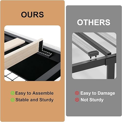 Miniatura 7 de Base de cama completa con 4 cajones de almacenamiento y cabecero ajustable, cama de plataforma tapizada con luces LED y puertos USB, soporte de