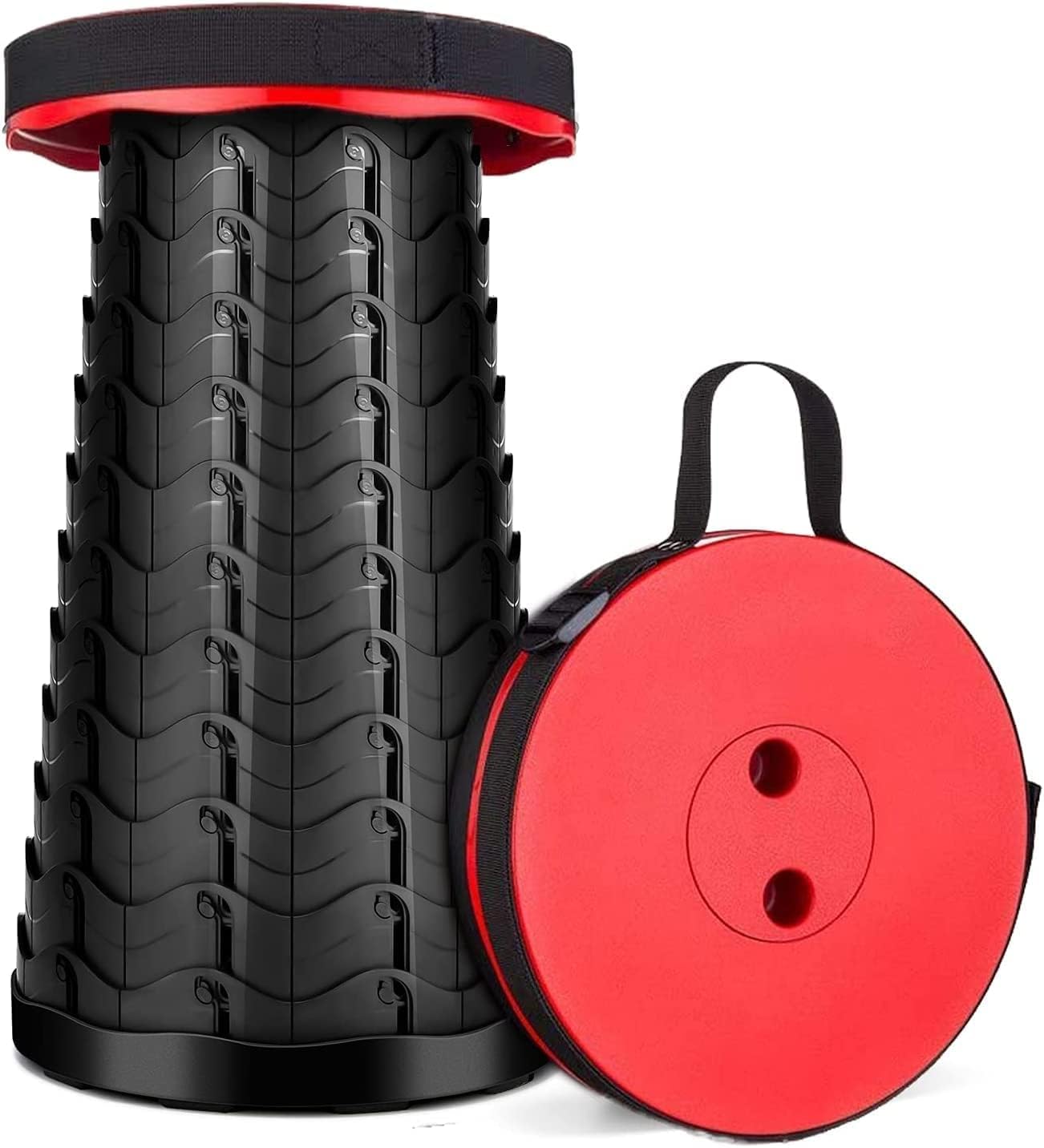Luxjet Red Portable Folding Stool For Camping Outdoor - Max Load Capacity 396 Lbs - Small Folding Chair For Hiking, Fishing, Travel (Red)