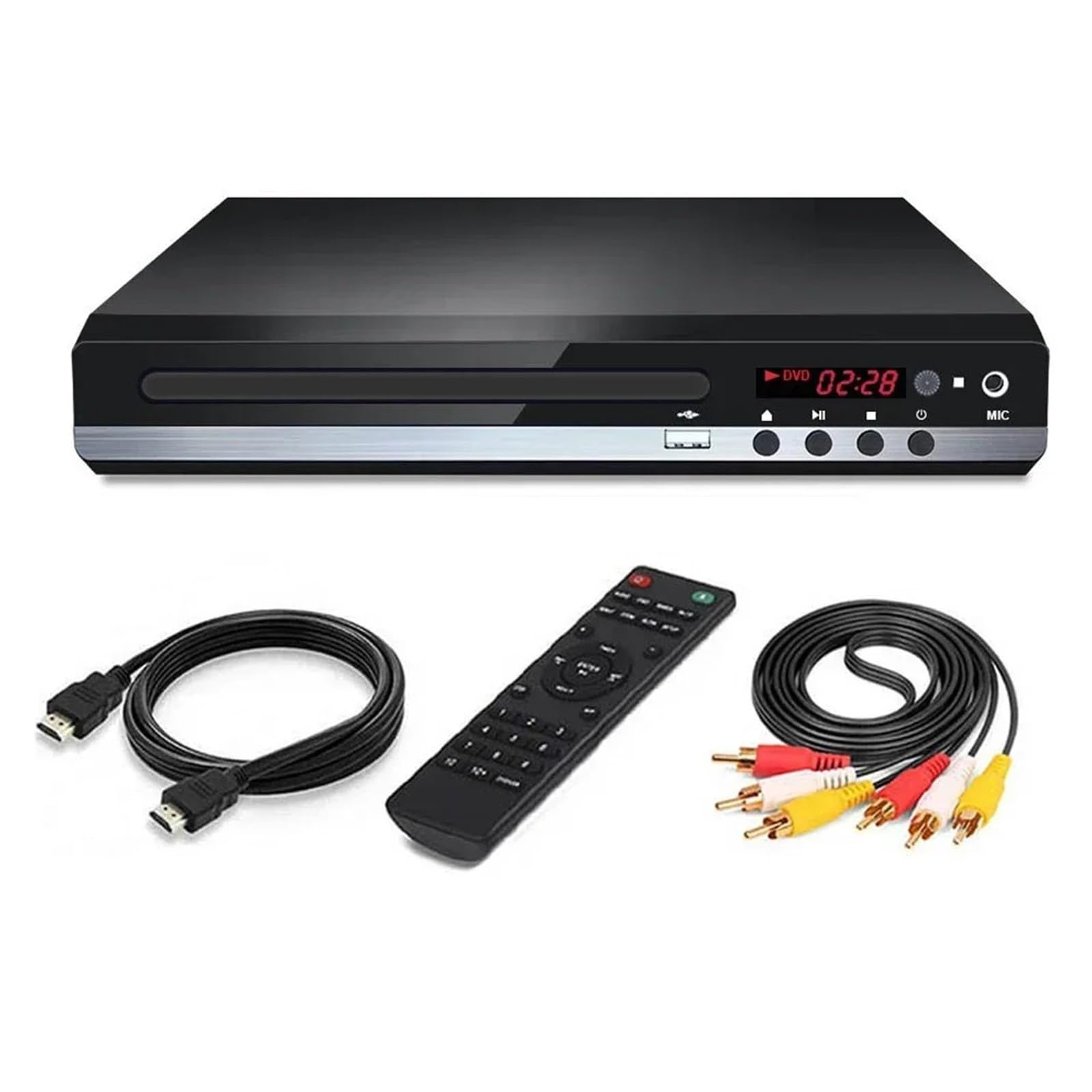 Dcdcd One Color Full Hd 1080P Home Dvd Player - Vcd Cd Disc Media Player With Av Output Remote Usb Mic Multimedia