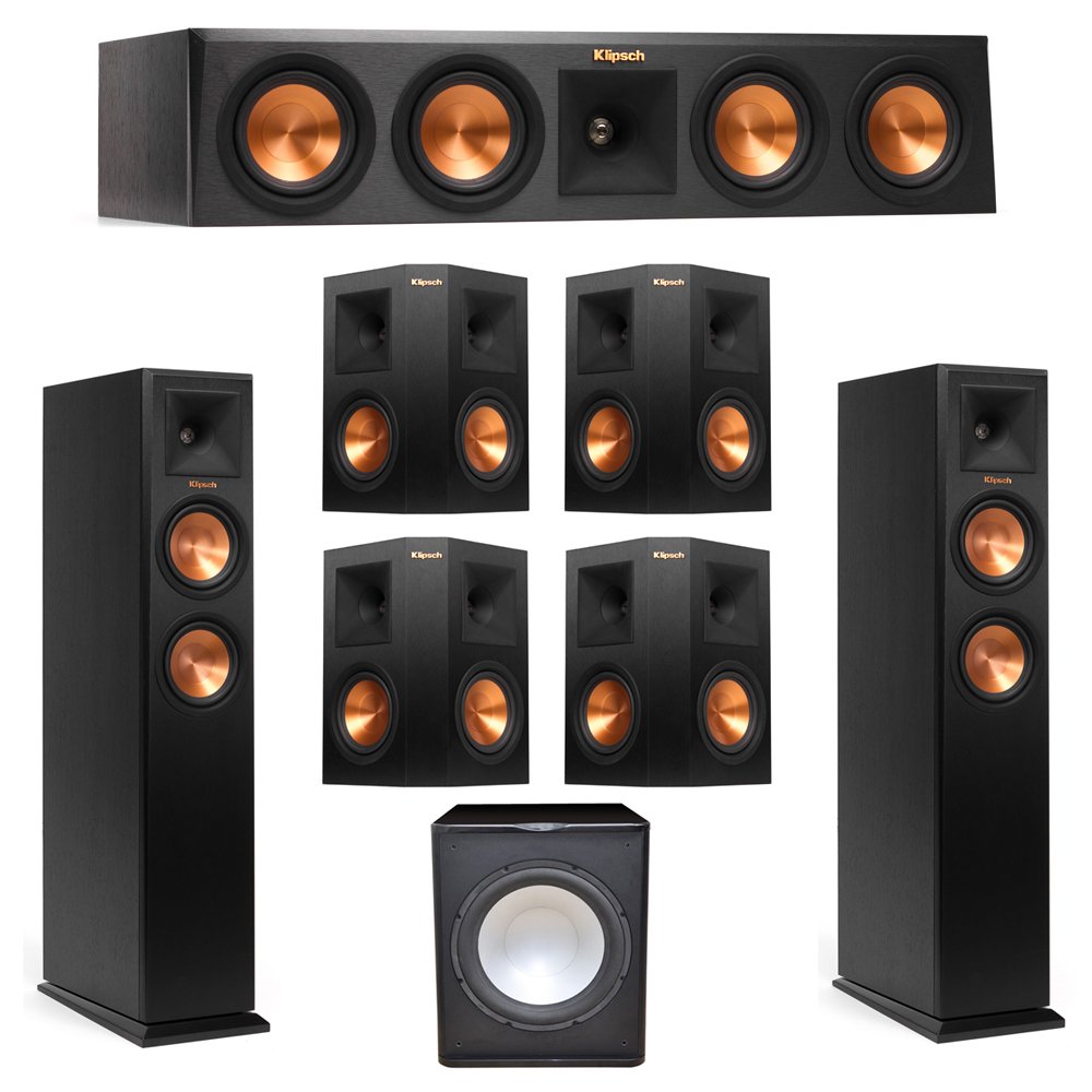 Klipsch 7.1 System with 2 RP-250F Tower Speakers, 1 RP-440C Center Speaker, 4 Klipsch RP-250S Surrou